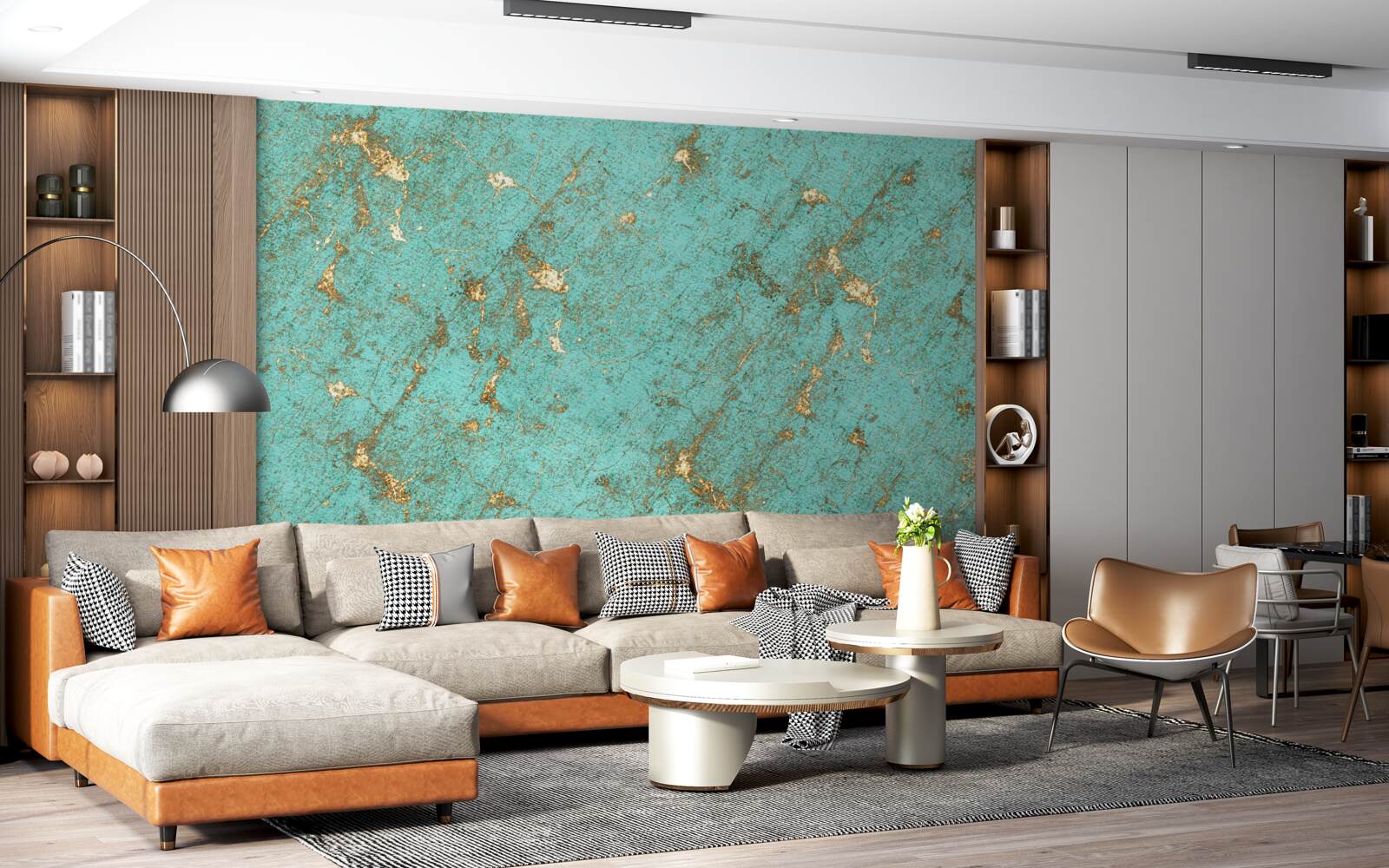 Fototapeta złoty szmaragd w marmurze