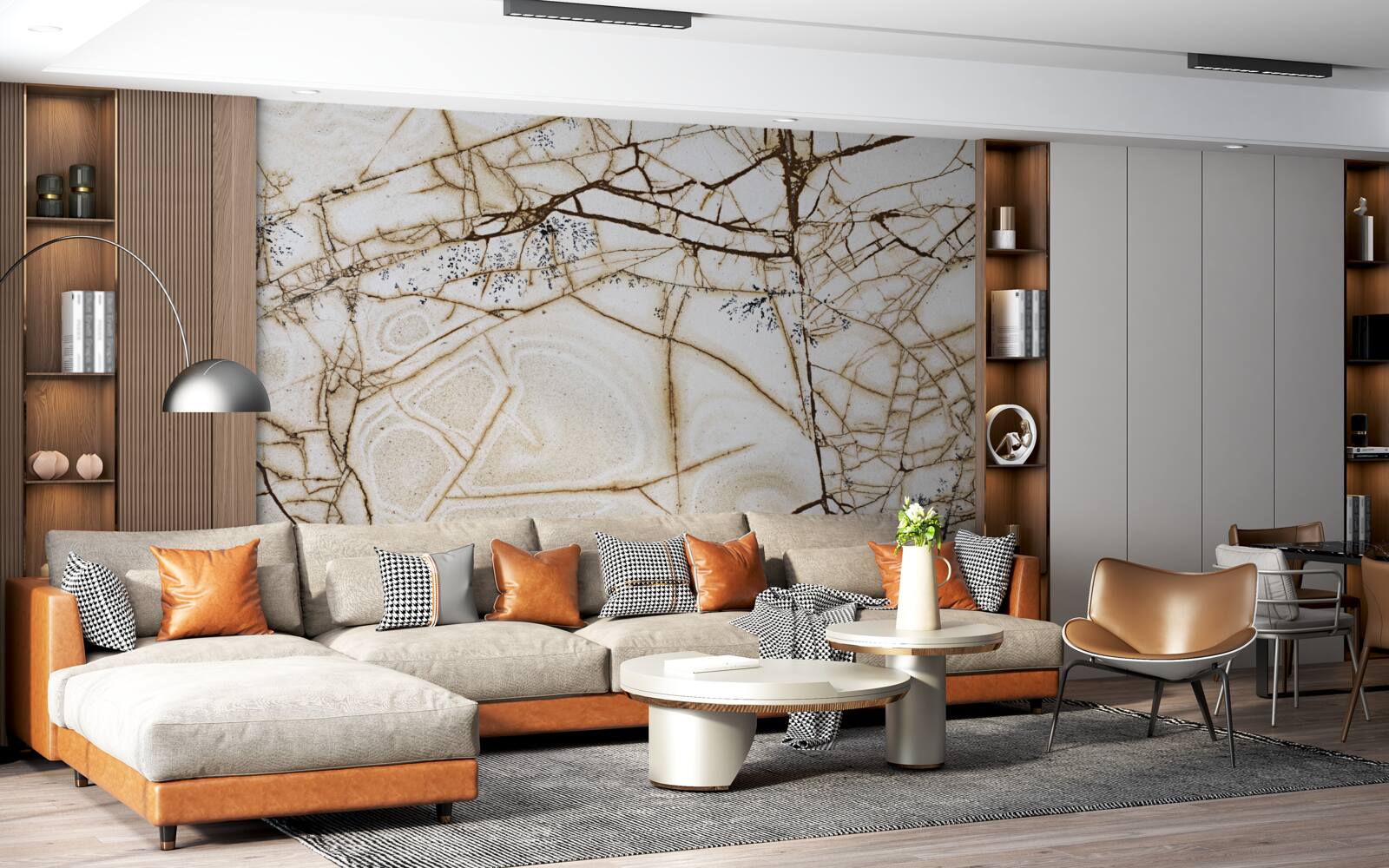 Fototapeta tło z popękanym jasnym marmurem