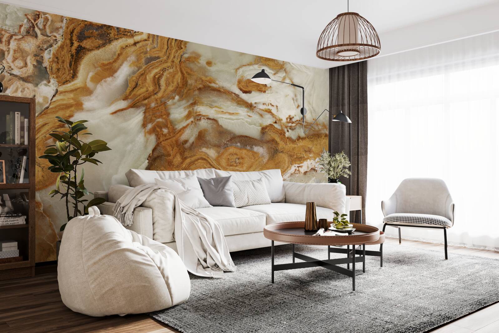 Fototapeta biały marmur z brązowymi żyłkami