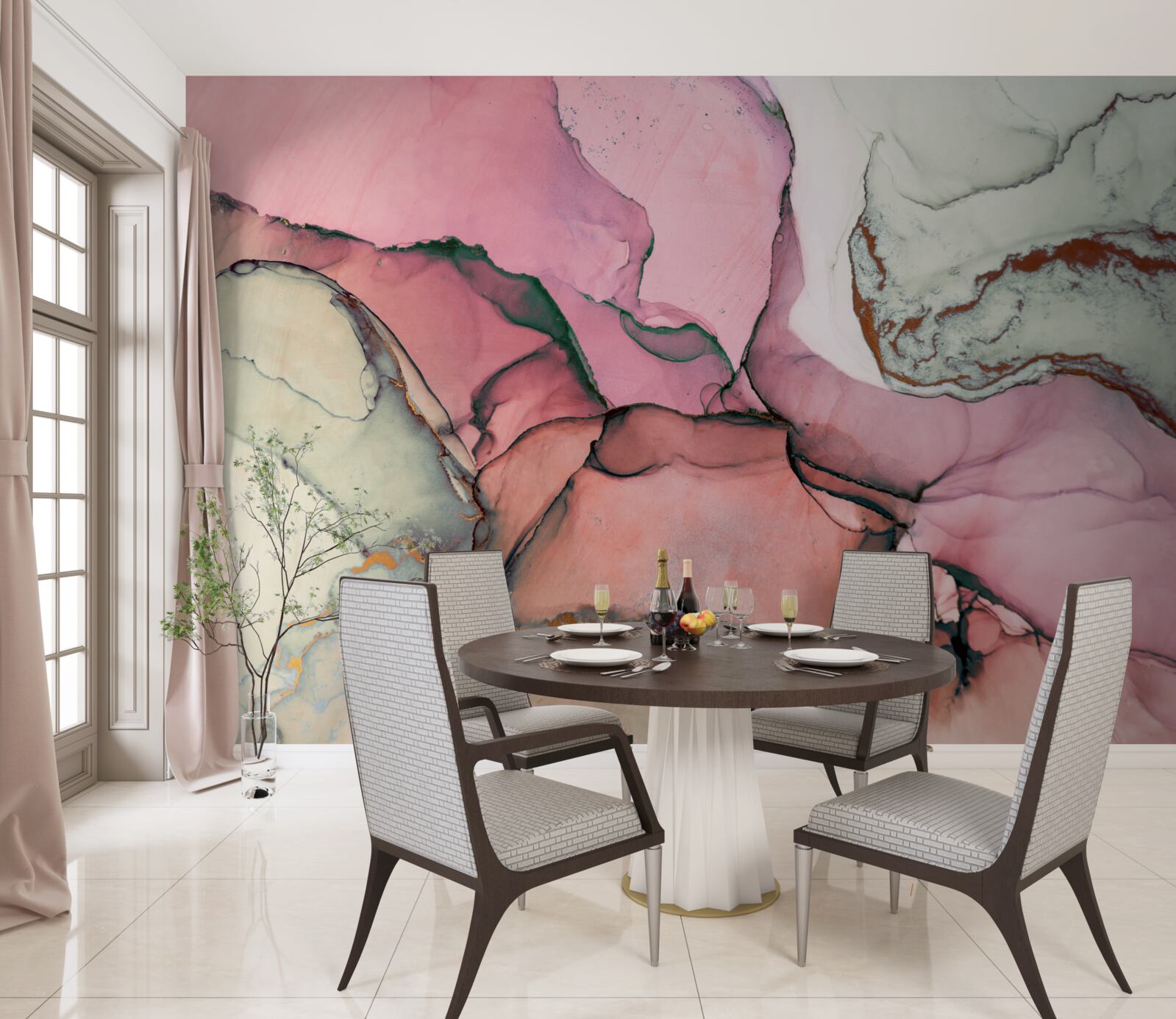 Fototapeta marmur w odcieniach różu, inspirowany abstrakcją