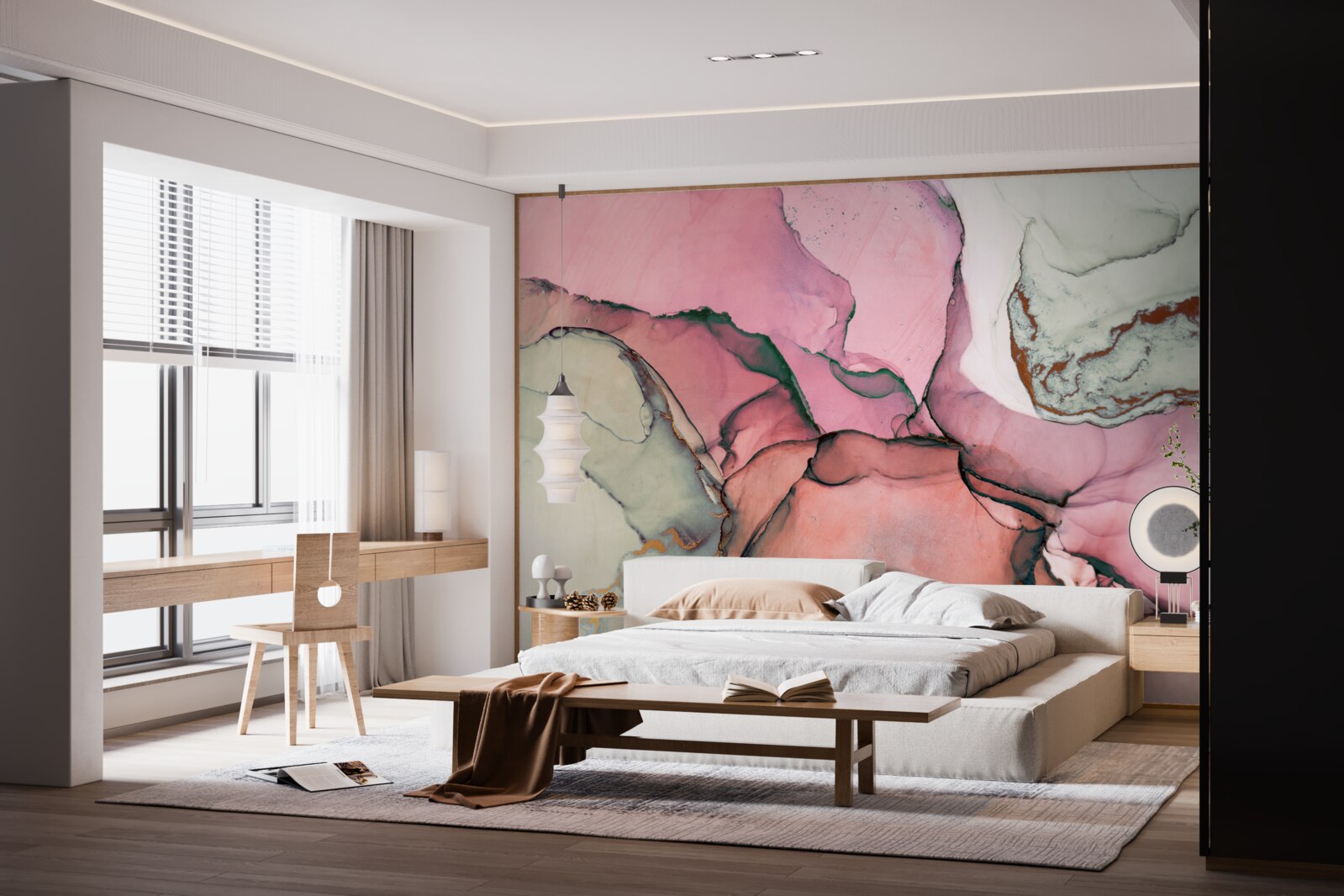 Fototapeta marmur w odcieniach różu, inspirowany abstrakcją