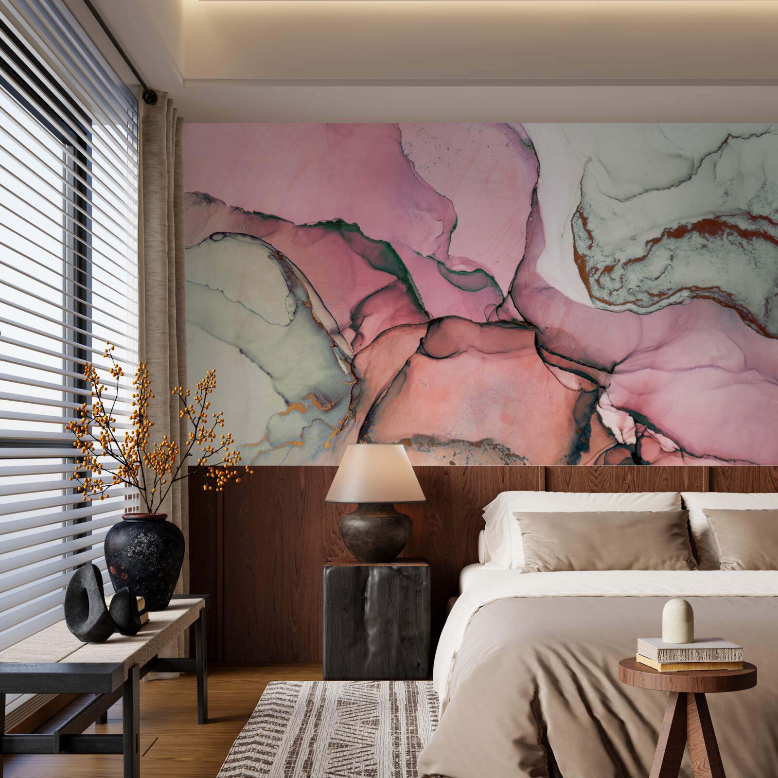 Fototapeta marmur w odcieniach różu, inspirowany abstrakcją