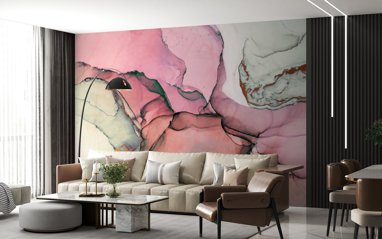 Fototapeta marmur w odcieniach różu, inspirowany abstrakcją