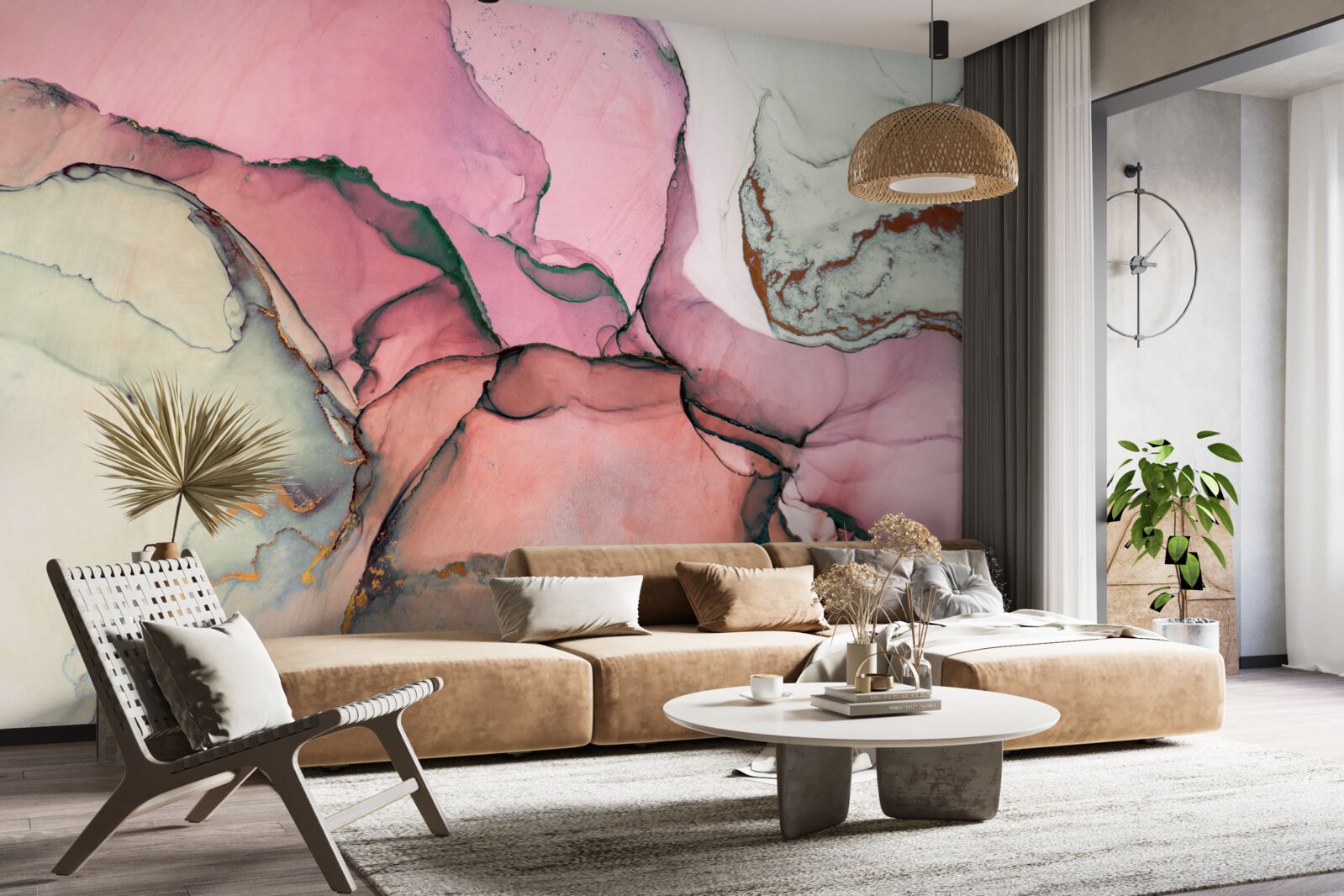Fototapeta marmur w odcieniach różu, inspirowany abstrakcją