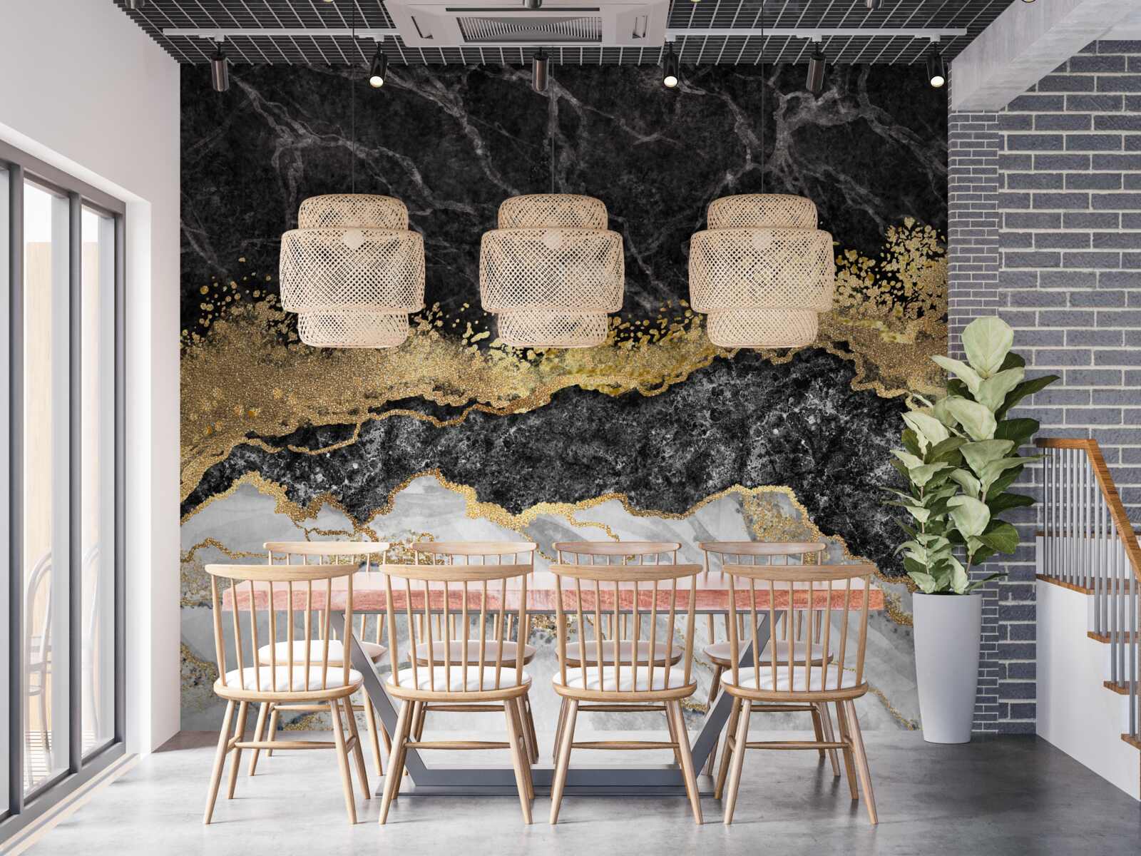 Fototapeta marmur ze złotem na czarnym tle