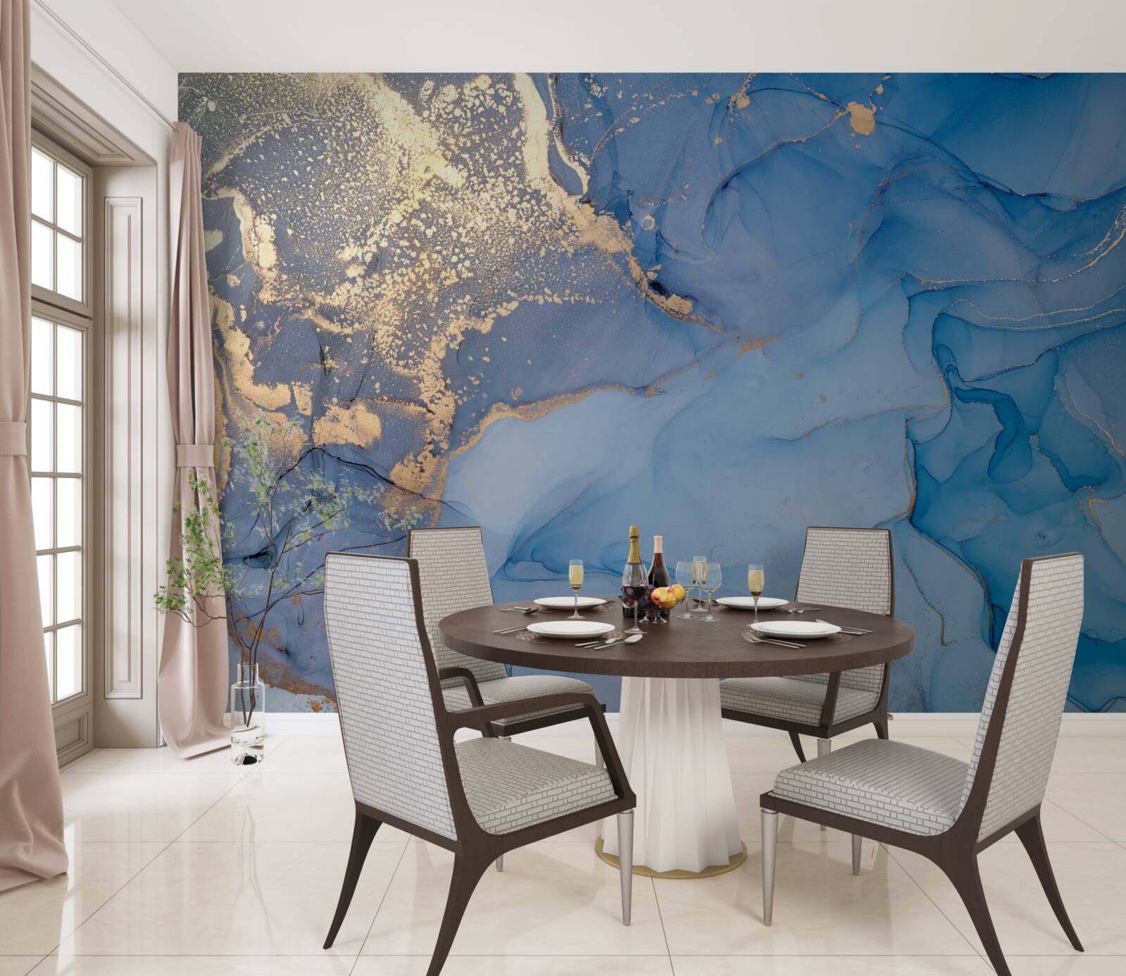 Fototapeta złoty płyn z niebieskim