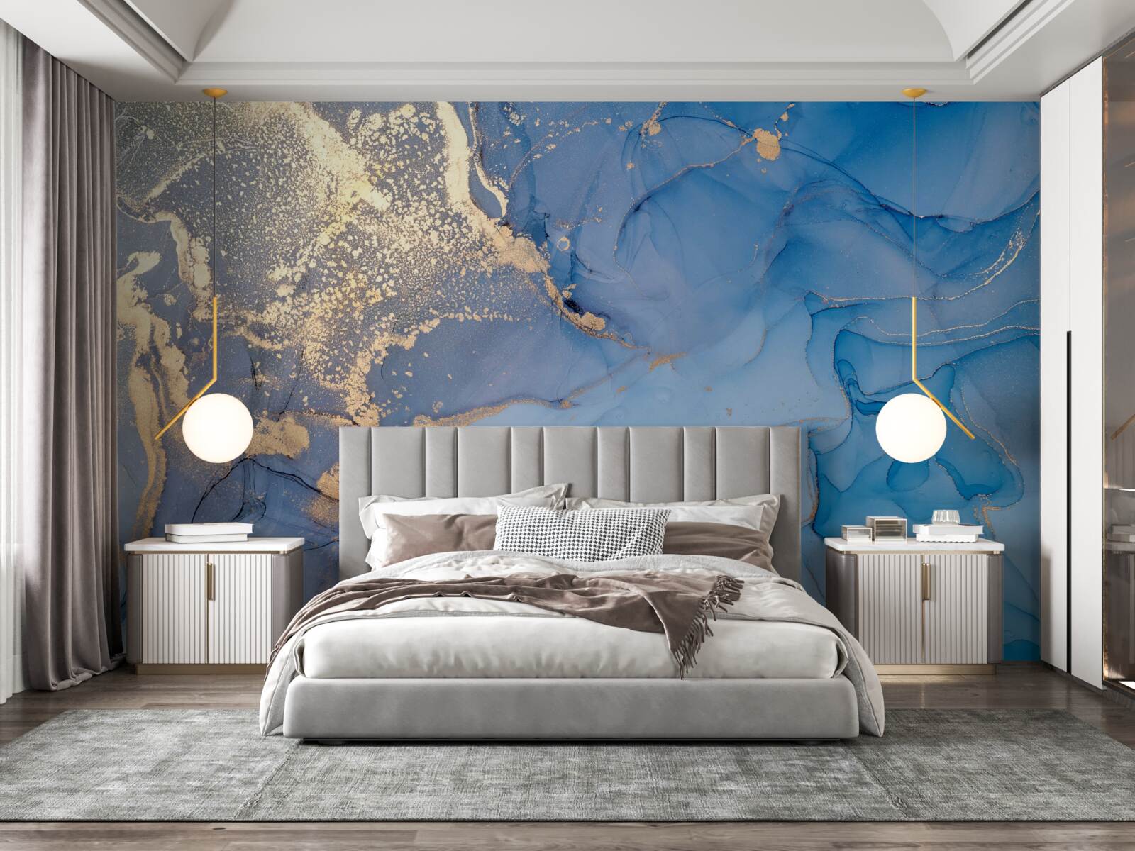 Fototapeta złoty płyn z niebieskim