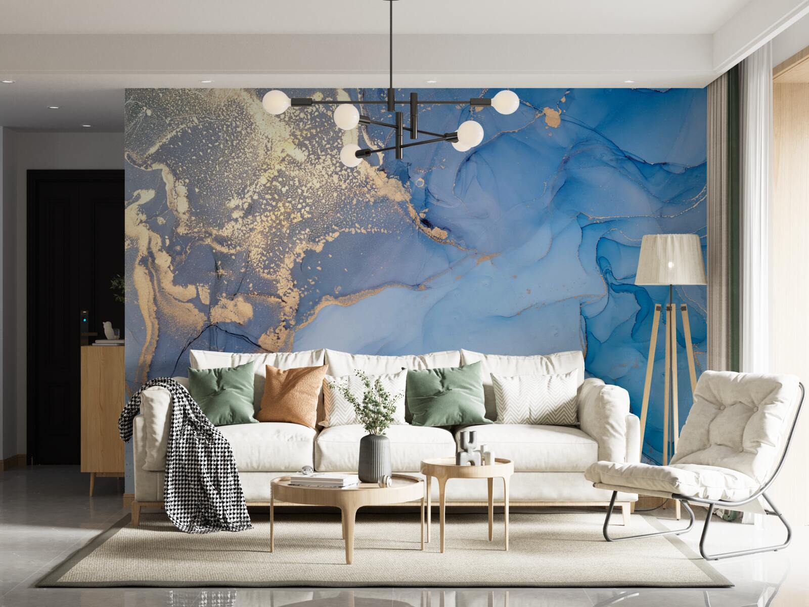 Fototapeta złoty płyn z niebieskim