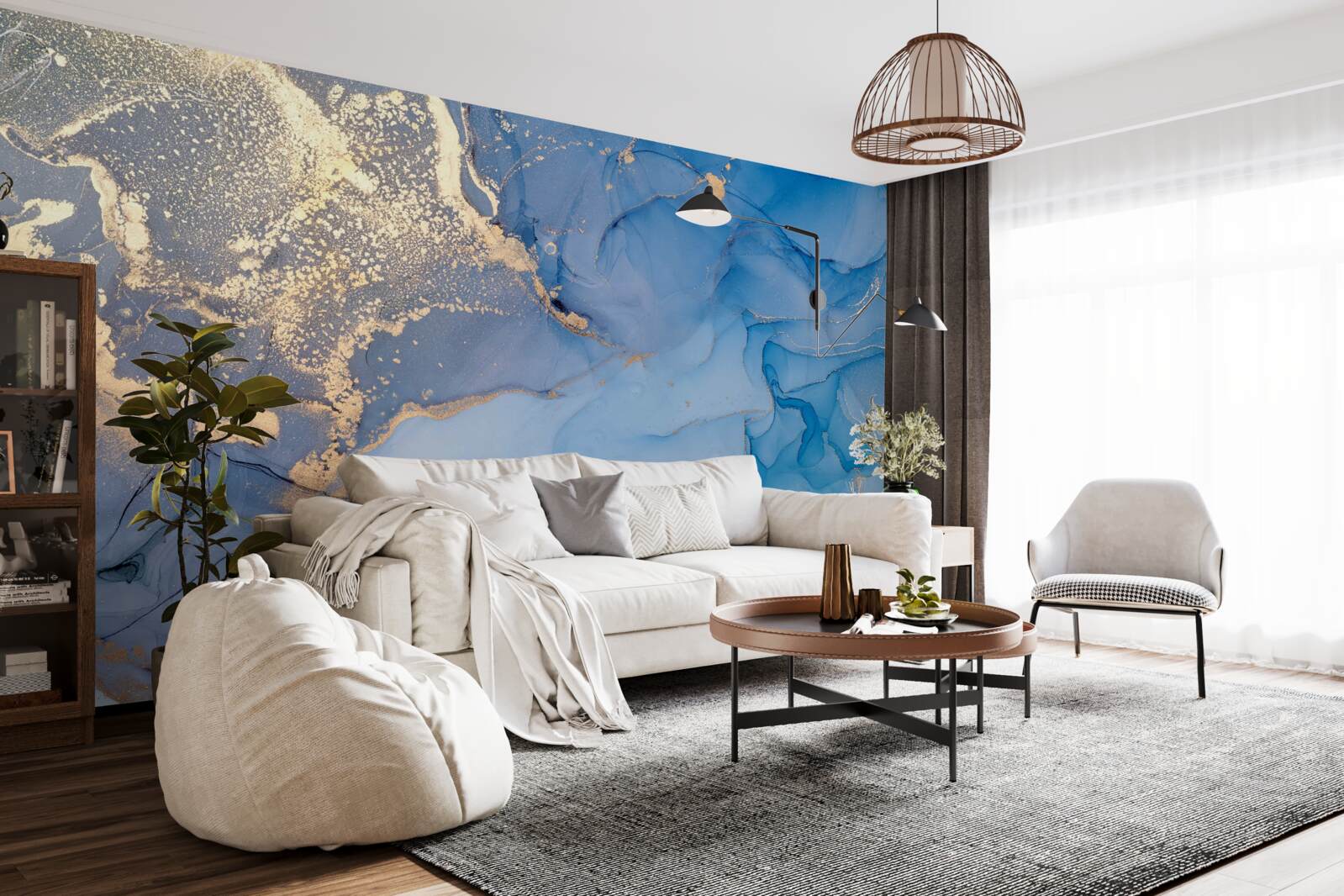 Fototapeta złoty płyn z niebieskim