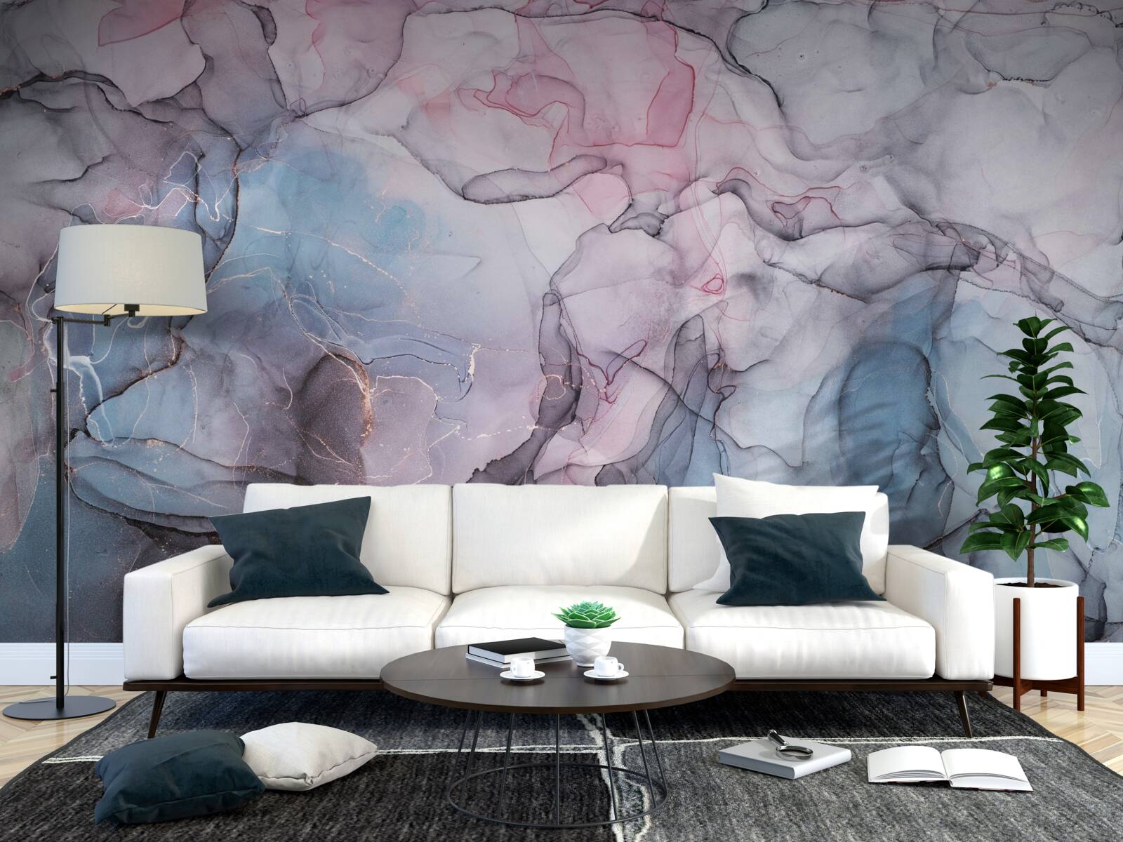 Fototapeta abstrakcyjny marmur w odcieniach różu i błękitu
