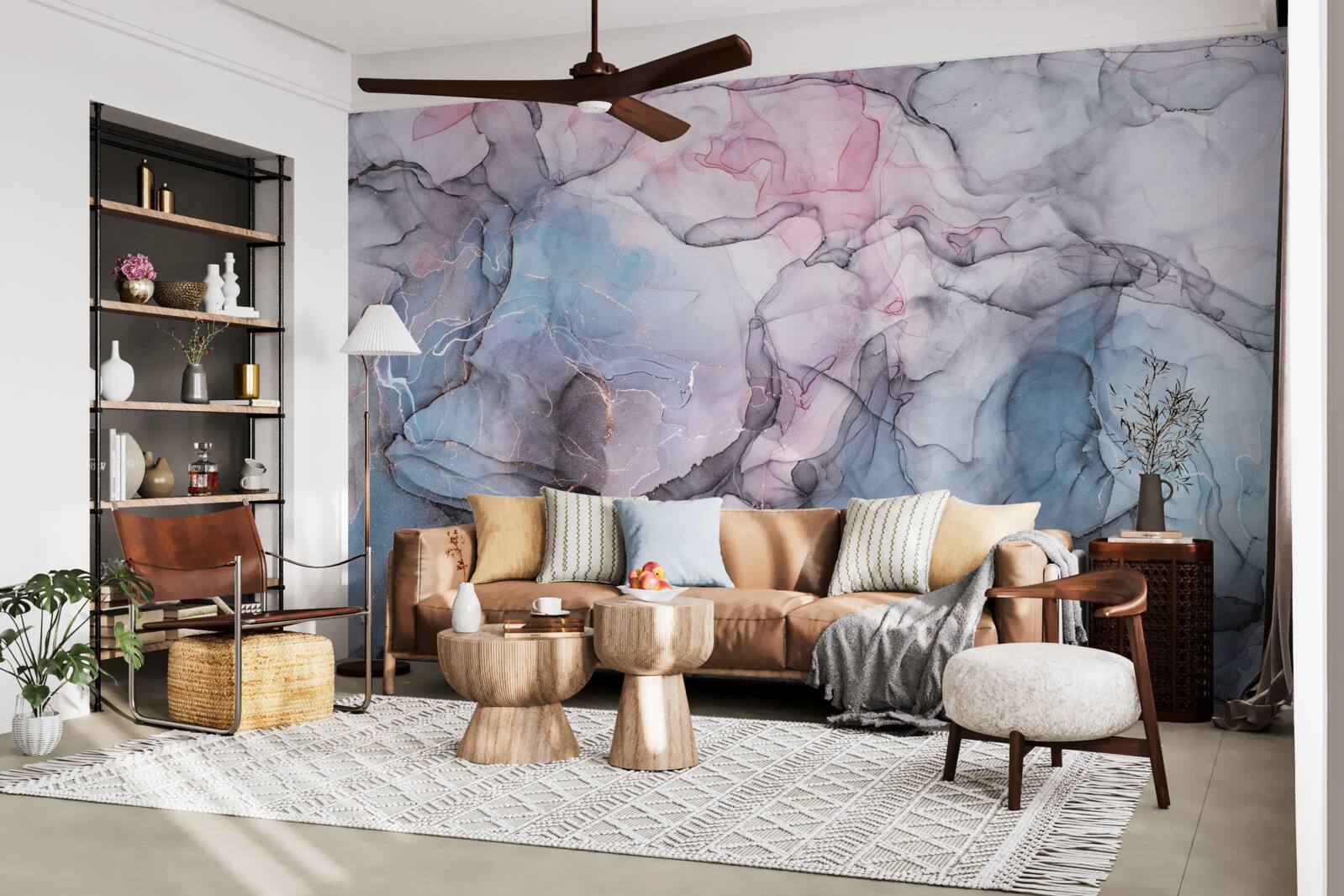 Fototapeta abstrakcyjny marmur w odcieniach różu i błękitu