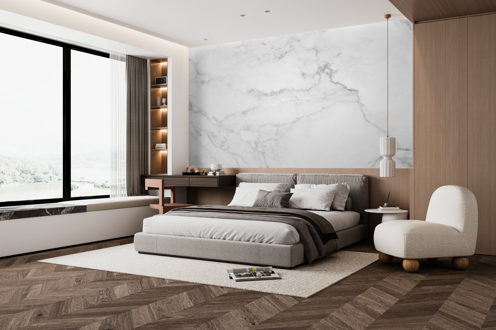 Fototapeta szaro-biały marmur