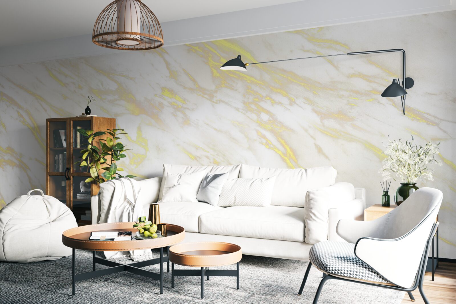 Fototapeta biały marmur ze złotym odcieniem