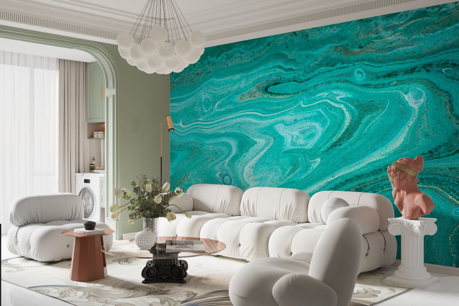 Fototapeta marmur w jasnozielonych odcieniach