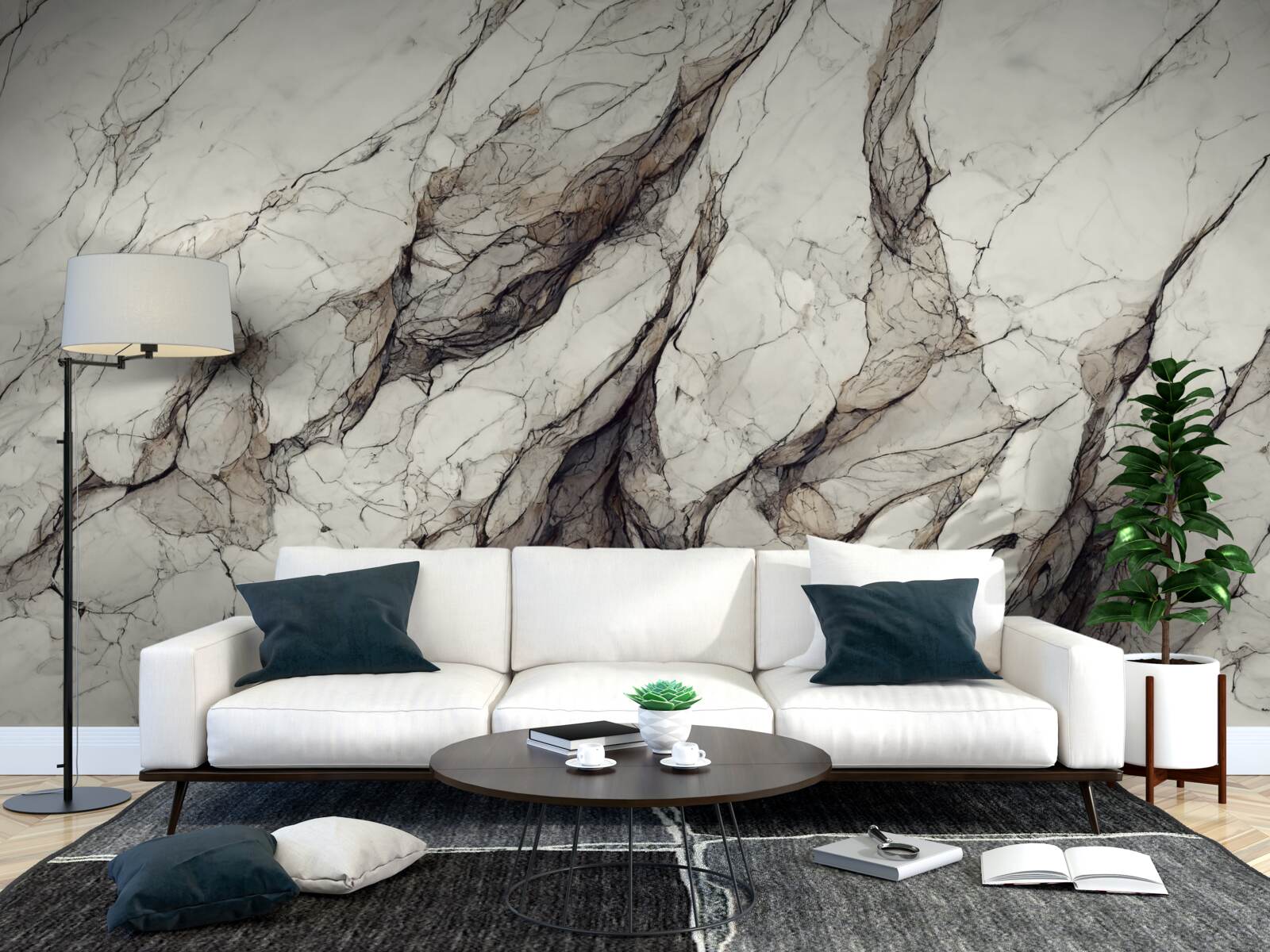 Fototapeta biały marmur z szarymi przekładkami