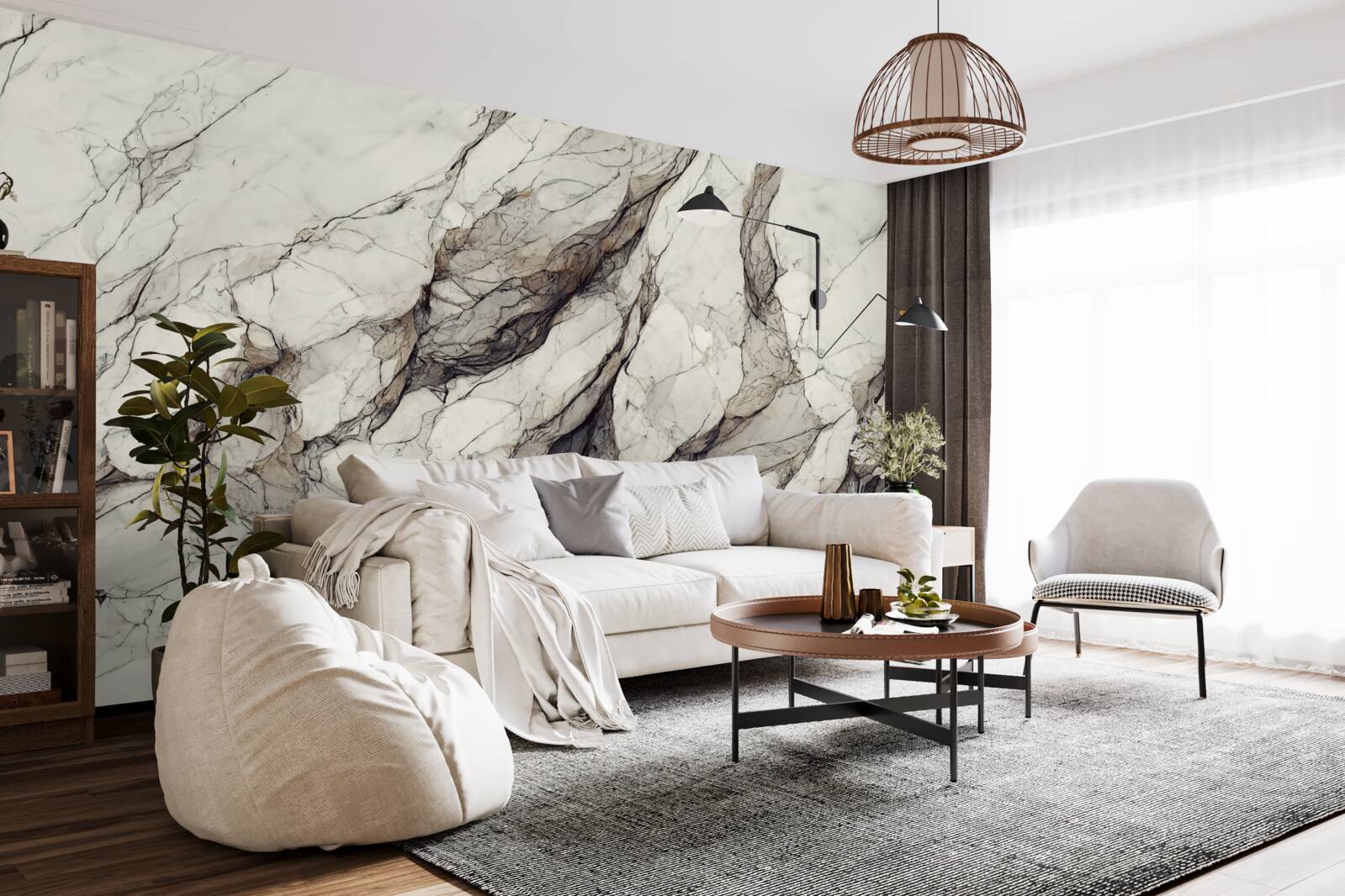 Fototapeta biały marmur z szarymi przekładkami