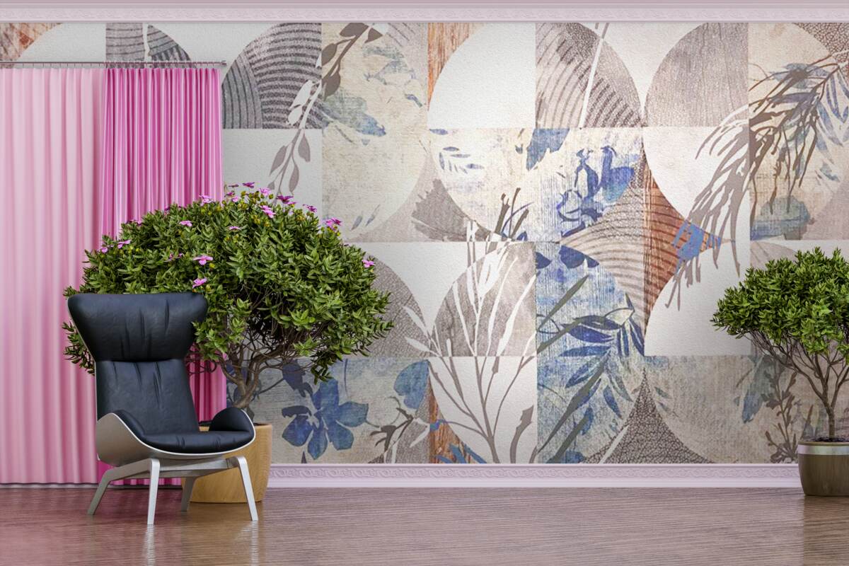 Fototapeta abstrakcyjne tło z nadrukami jesiennych liści