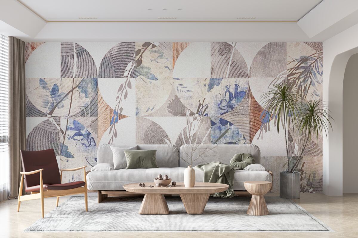 Fototapeta abstrakcyjne tło z nadrukami jesiennych liści