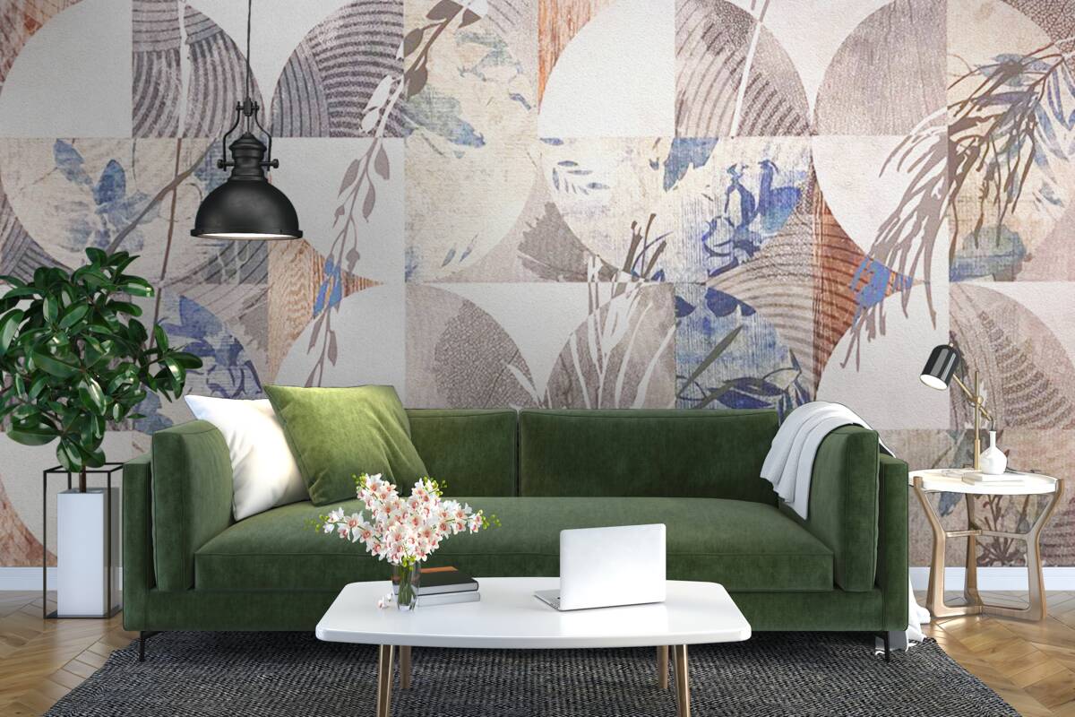 Fototapeta abstrakcyjne tło z nadrukami jesiennych liści