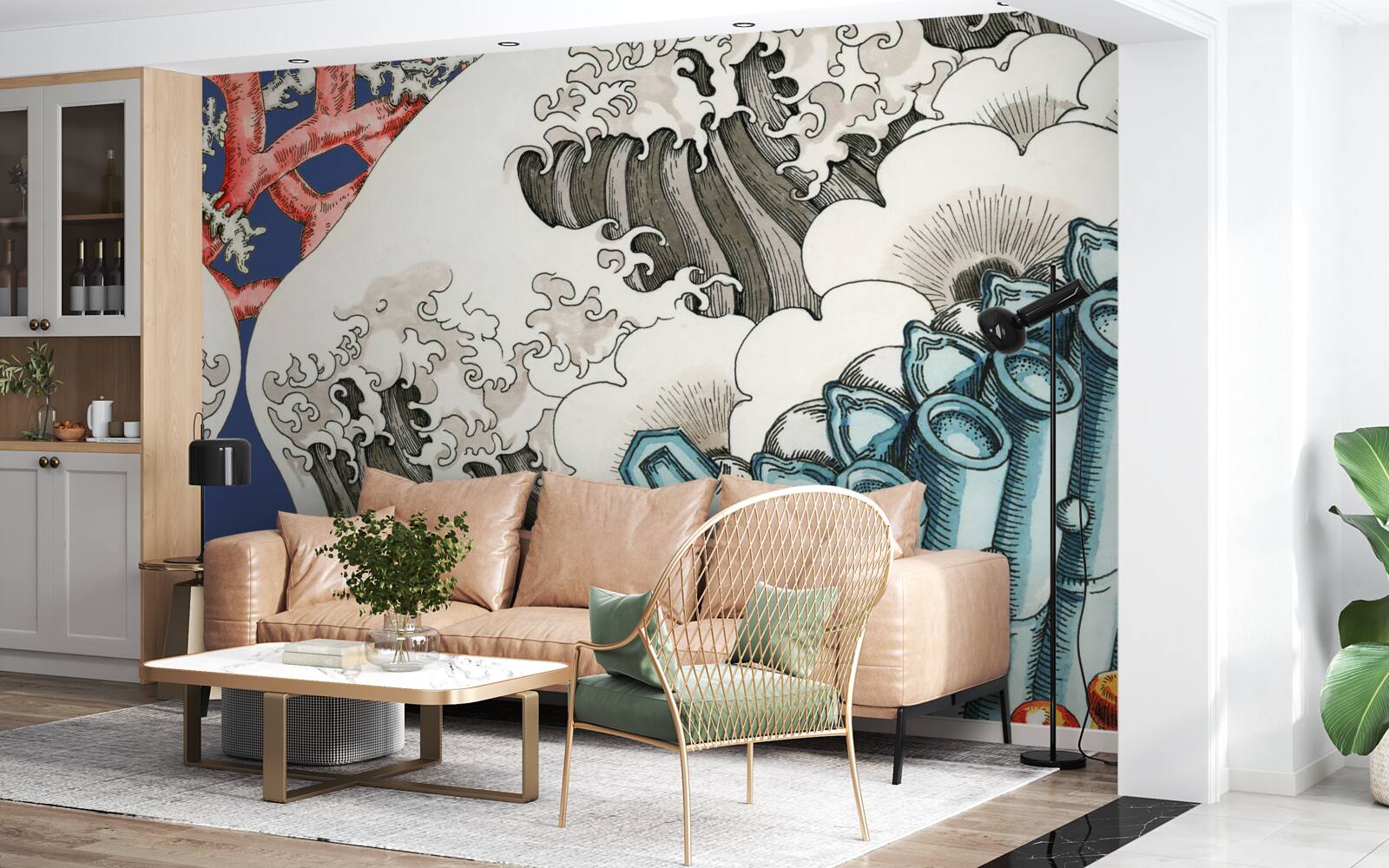 Fototapeta abstrakcja kamieni łączy się z falami