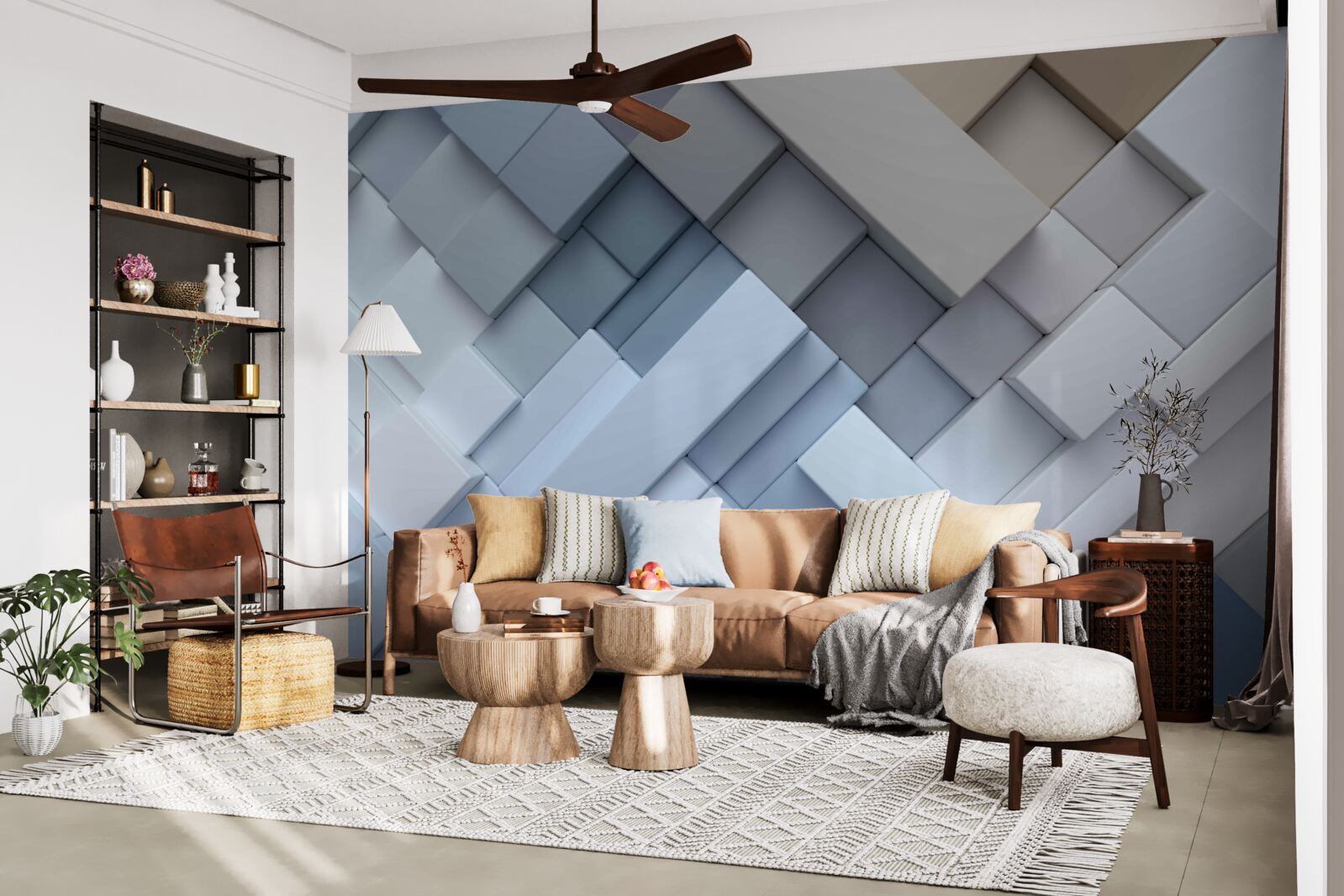 Fototapeta abstrakcyjny obraz w niebieskich kolorach o prostokątnym kształcie