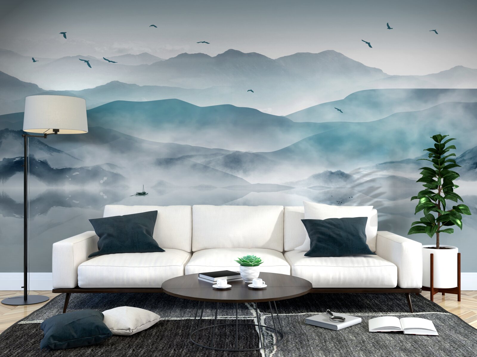 Fototapeta krawędź mgły opada na powierzchnię wody