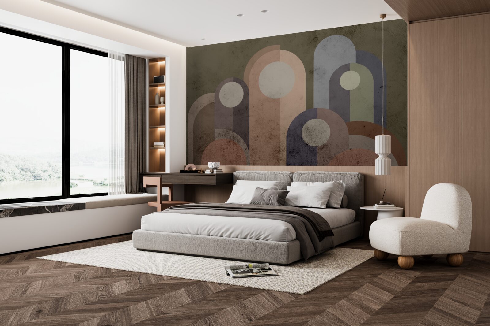 Fototapeta abstrakcyjny obraz roślin wodnych z farbami