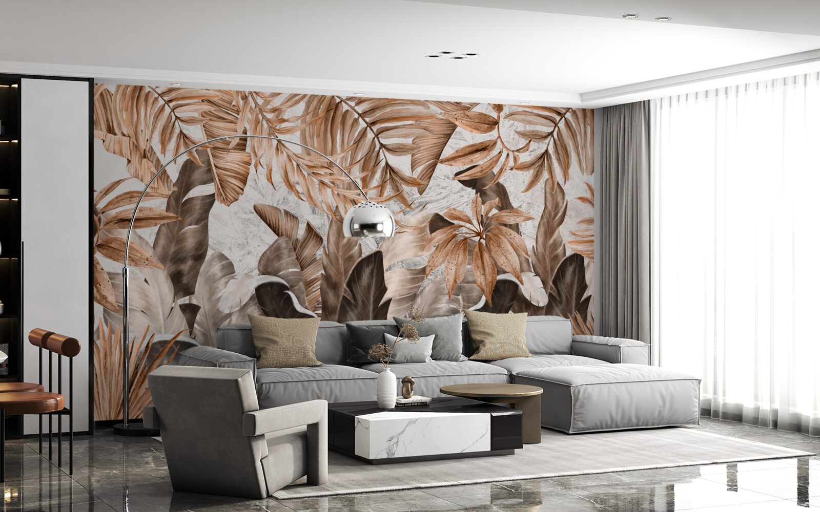 Fototapeta liście miedziane i brązowe