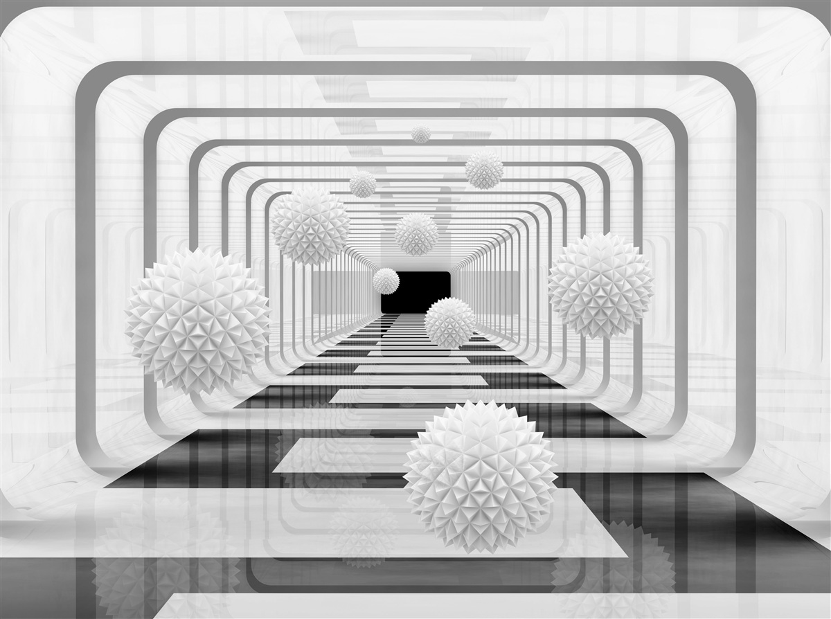 Fototapeta nieskończoność z półkolami i alabastrowymi kulami