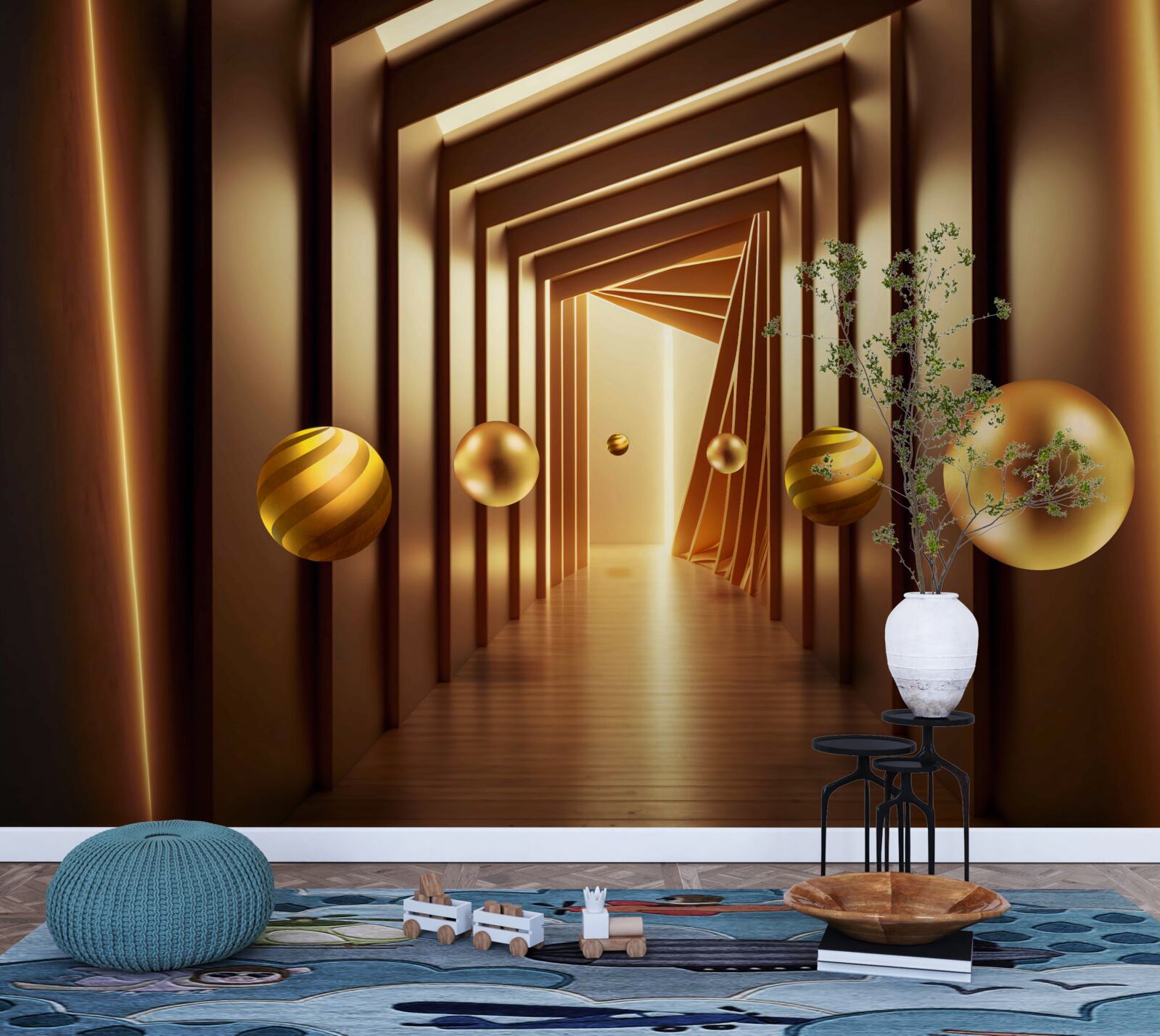 Fototapeta brązowe kule w brązowym tunelu