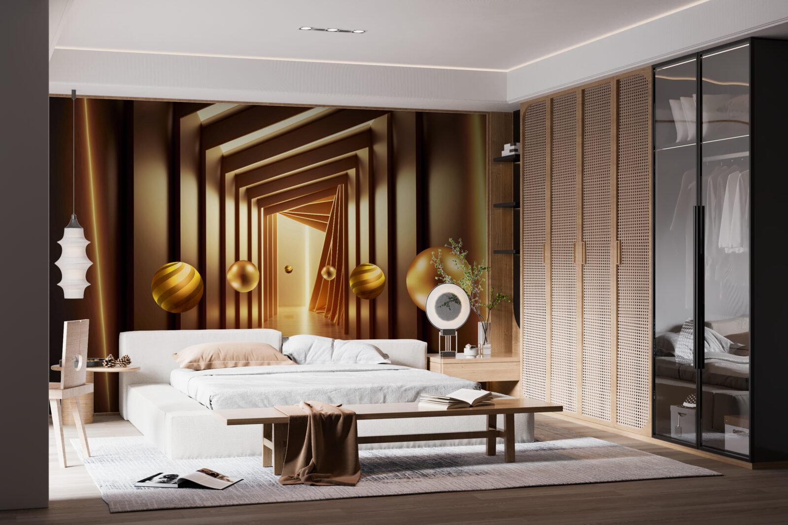 Fototapeta brązowe kule w brązowym tunelu