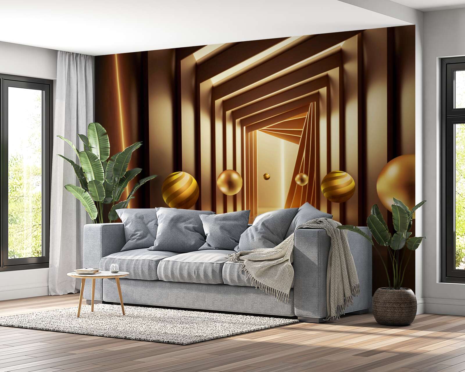 Fototapeta brązowe kule w brązowym tunelu