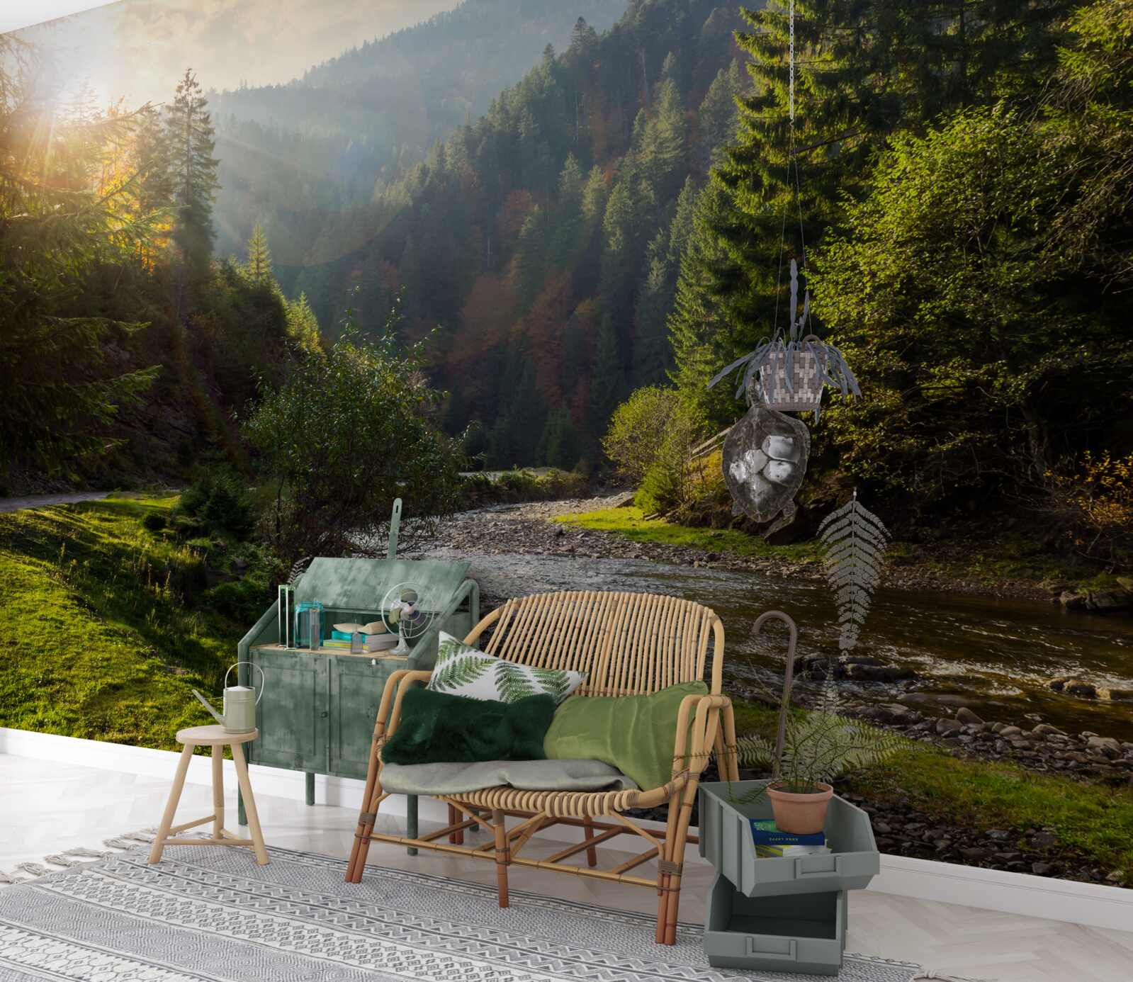 Fototapeta kolorowy szlak górski o wschodzie słońca