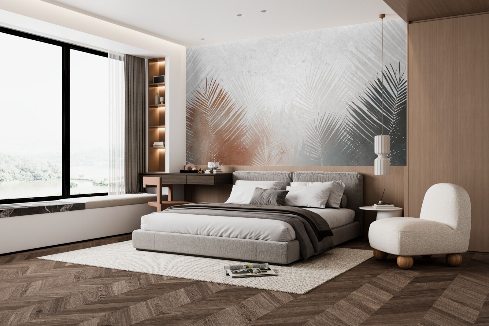 Fototapeta jesienna abstrakcja w zamglonym lesie