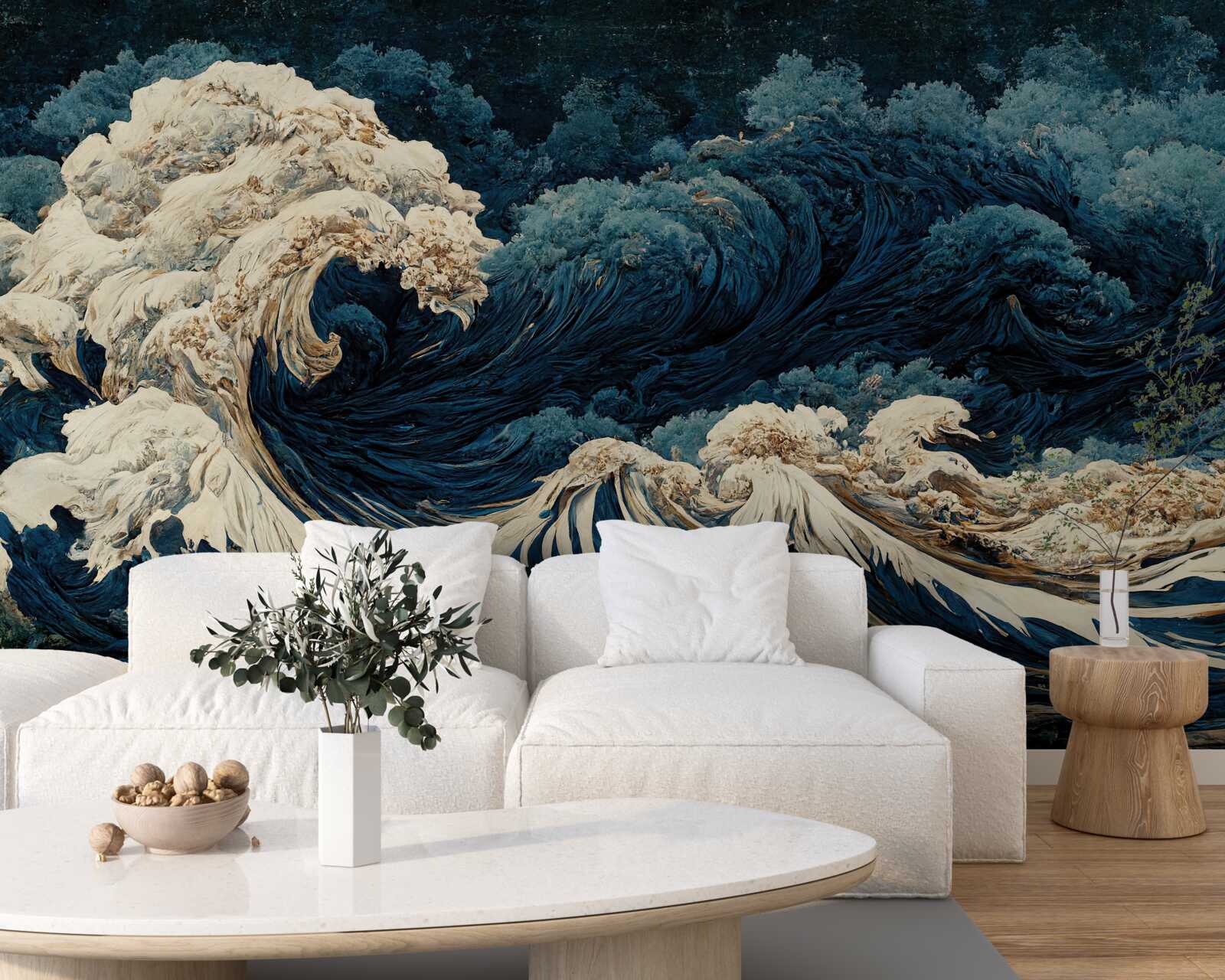 Fototapeta obraz fal oceanu pod nocnym niebem