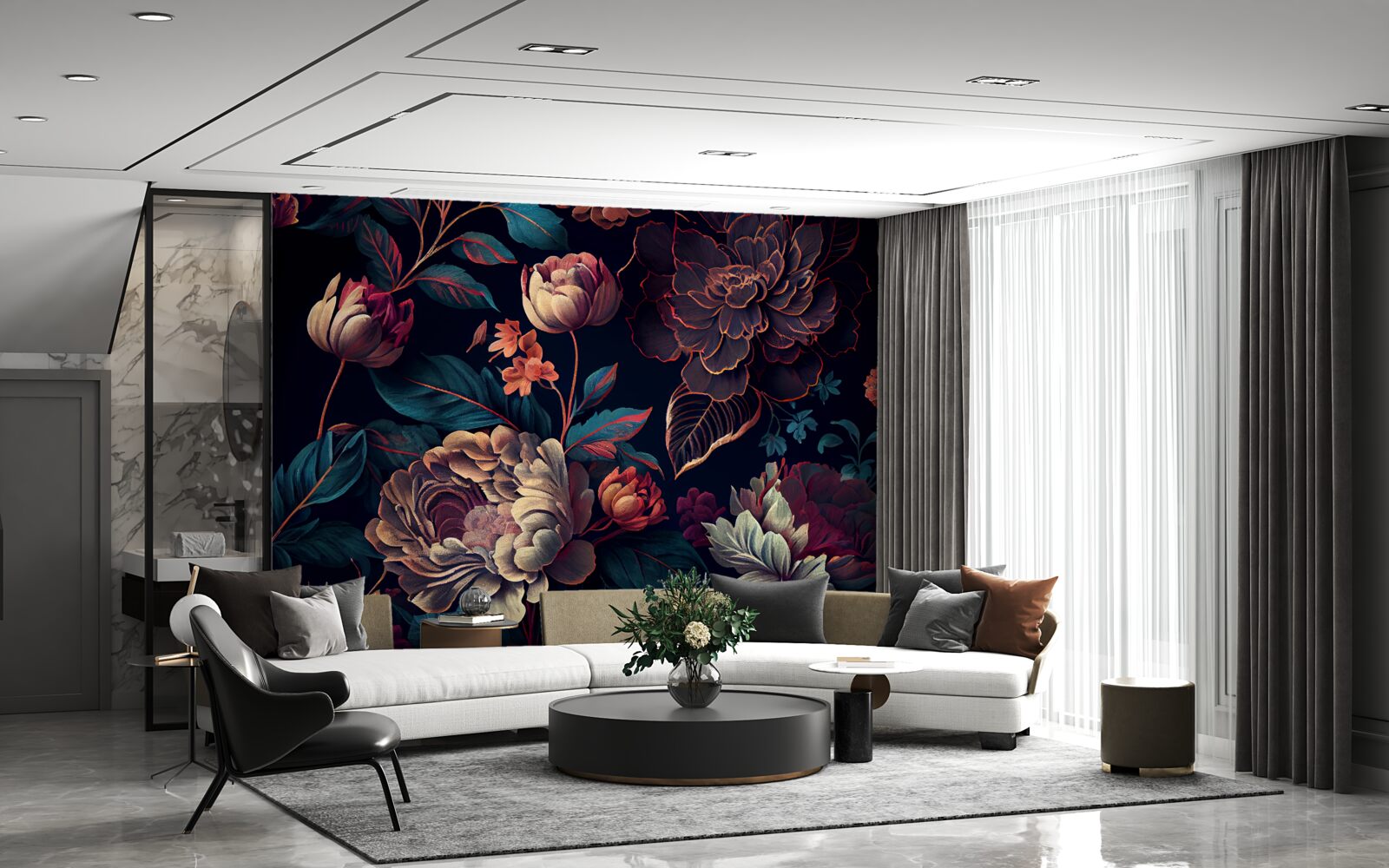 Fototapeta mieszanka ciemnych pięknych kwiatów