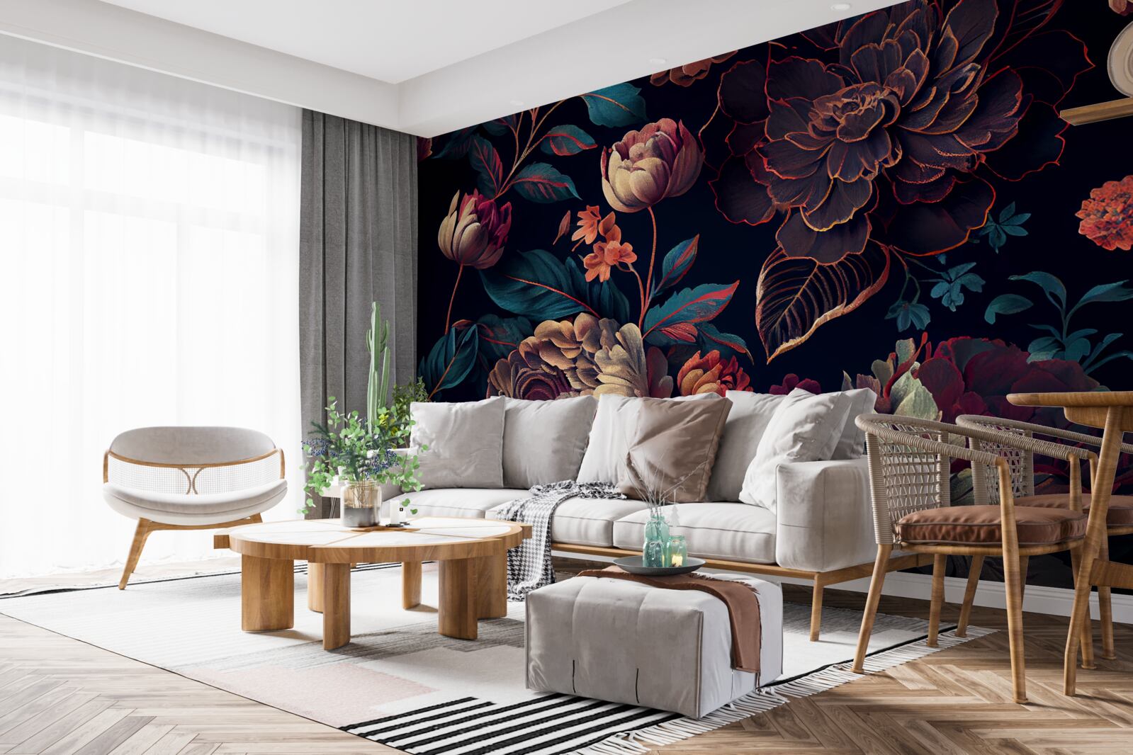 Fototapeta mieszanka ciemnych pięknych kwiatów