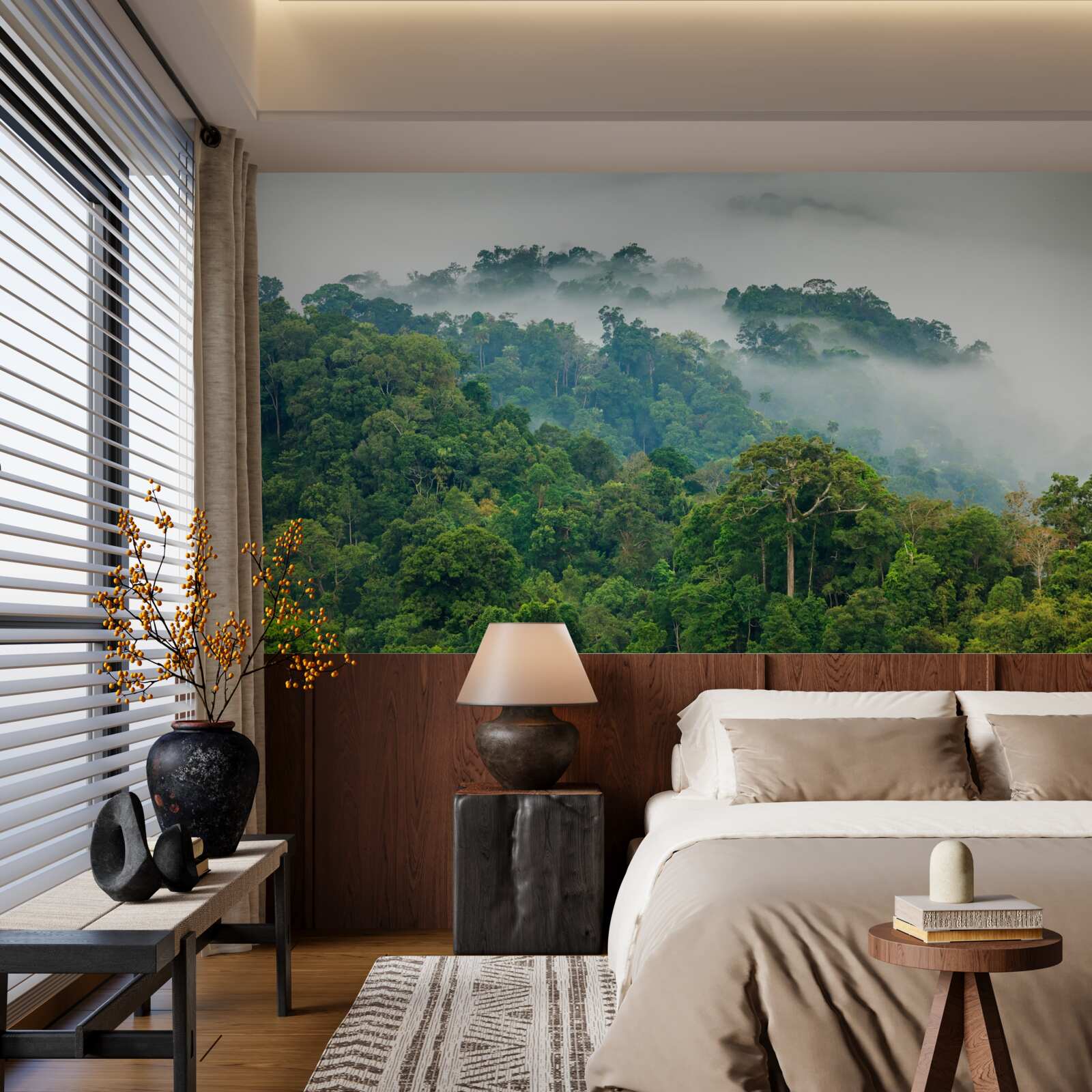 Fototapeta dżungla spowita jest gęstą mgłą