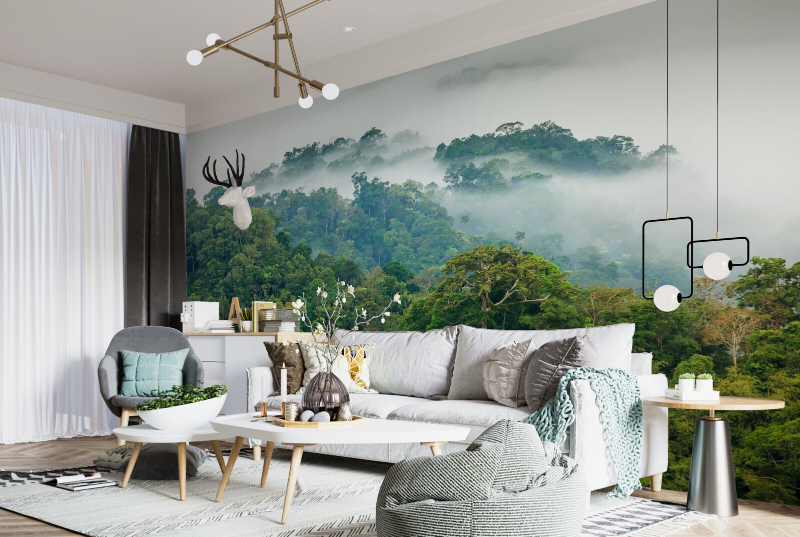 Fototapeta dżungla spowita jest gęstą mgłą