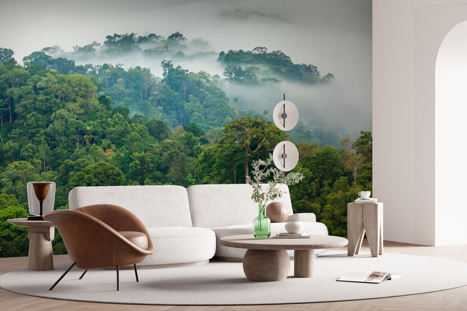 Fototapeta dżungla spowita jest gęstą mgłą
