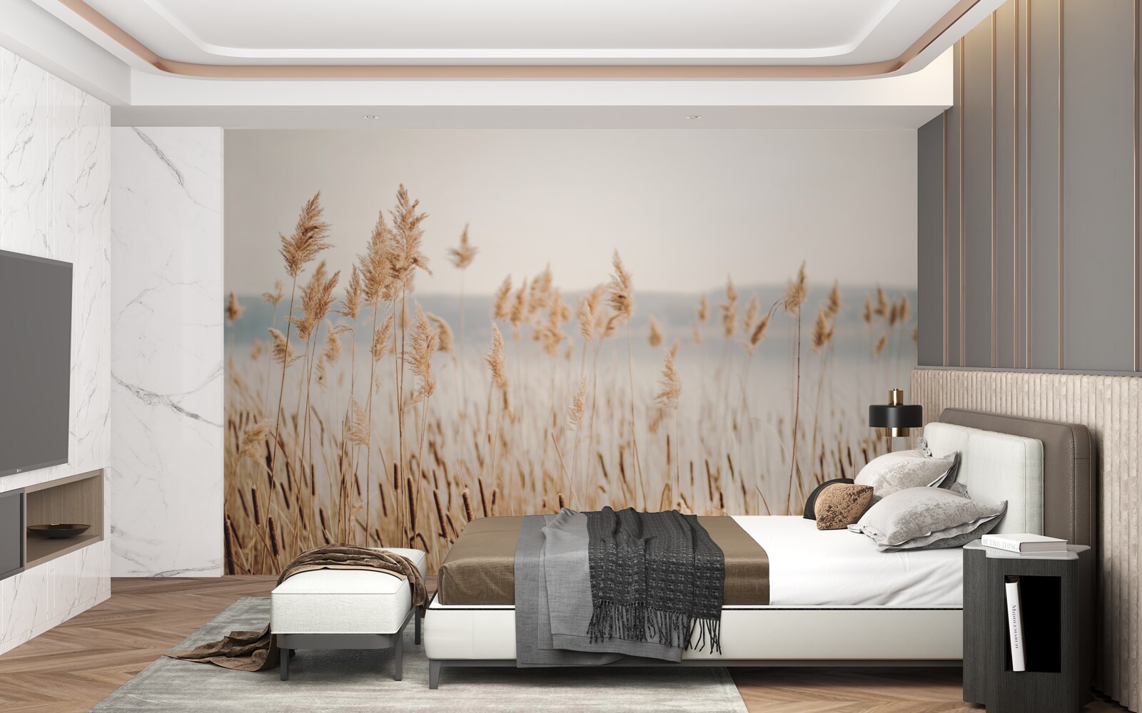 Fototapeta pole pszenicy usiane kłosami