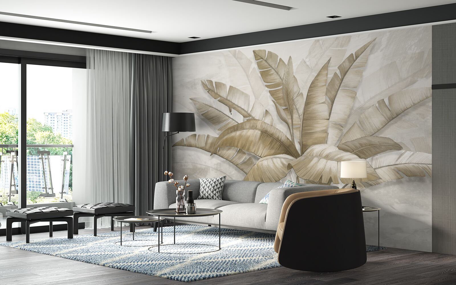 Fototapeta pęczek dużych liści palmy