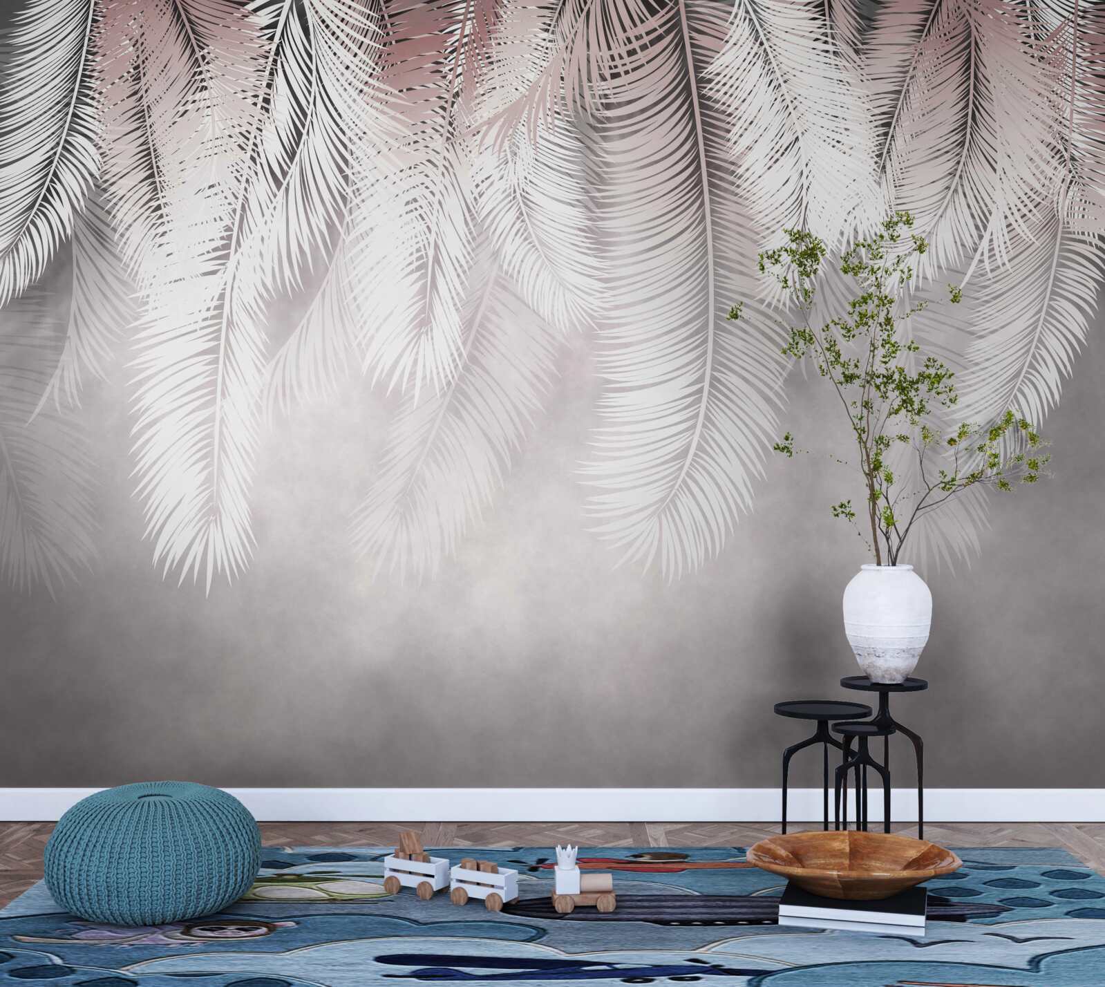 Fototapeta liście palmowe białe, puszyste i jasne