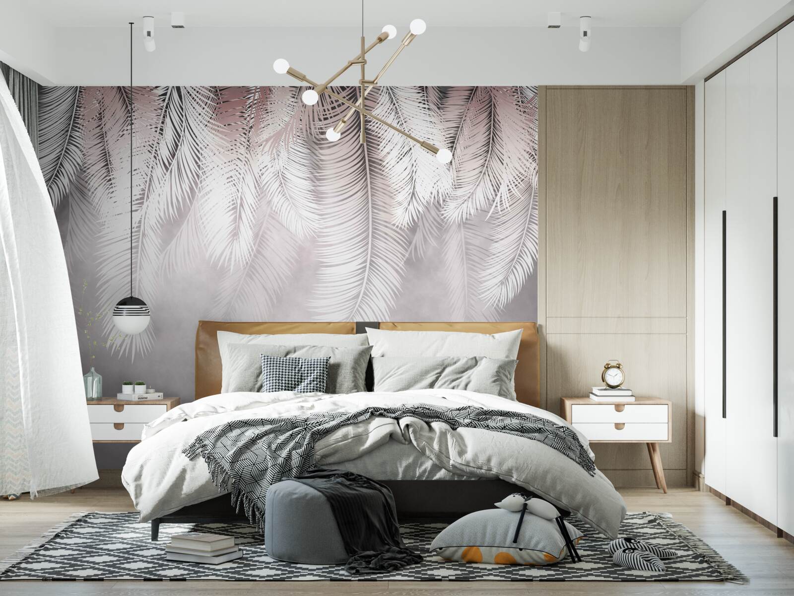 Fototapeta liście palmowe białe, puszyste i jasne