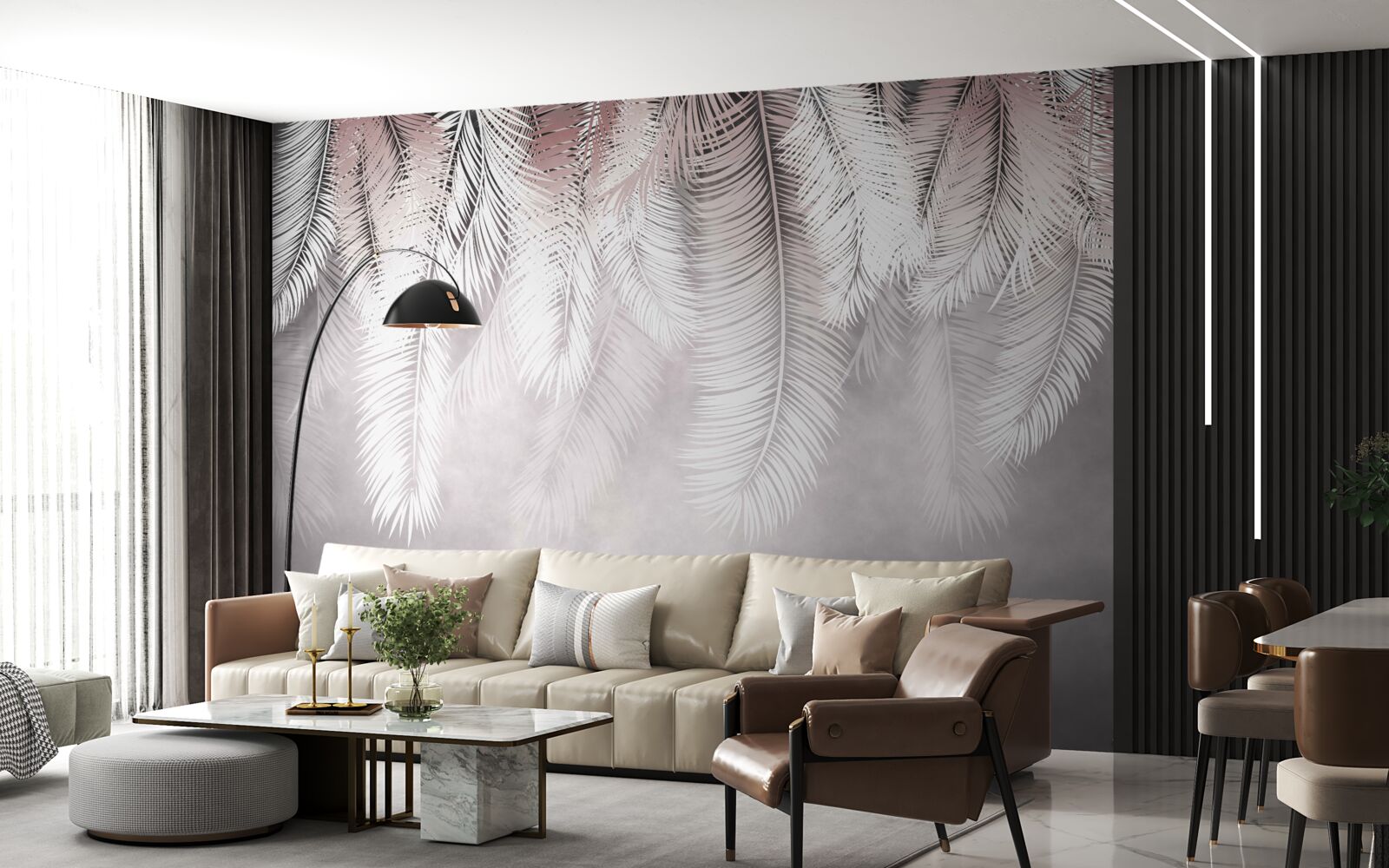 Fototapeta liście palmowe białe, puszyste i jasne