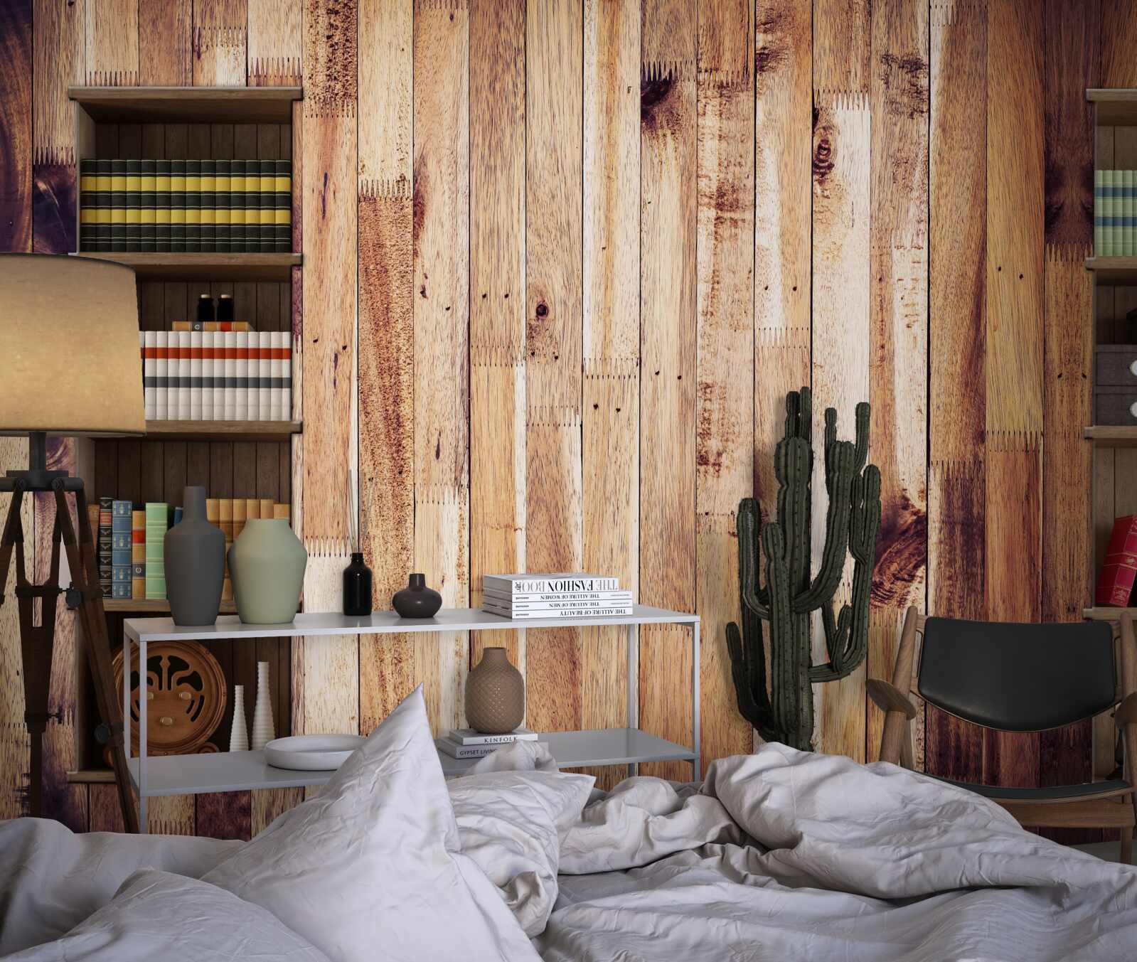 Fototapeta półki na książki na parkiecie