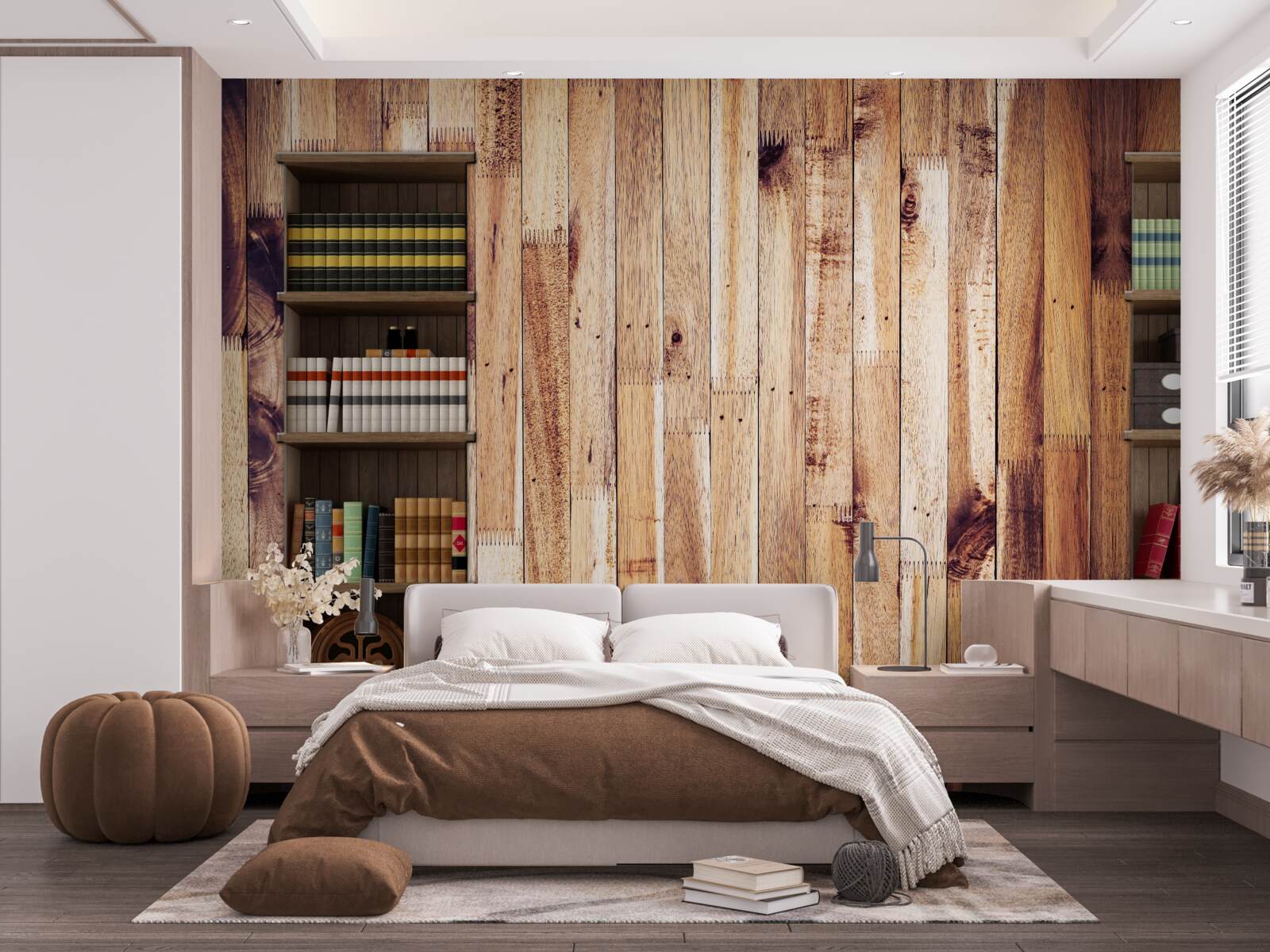 Fototapeta półki na książki na parkiecie