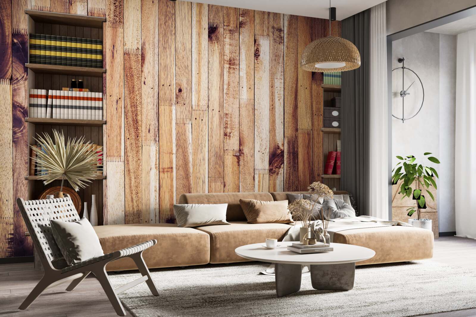 Fototapeta półki na książki na parkiecie