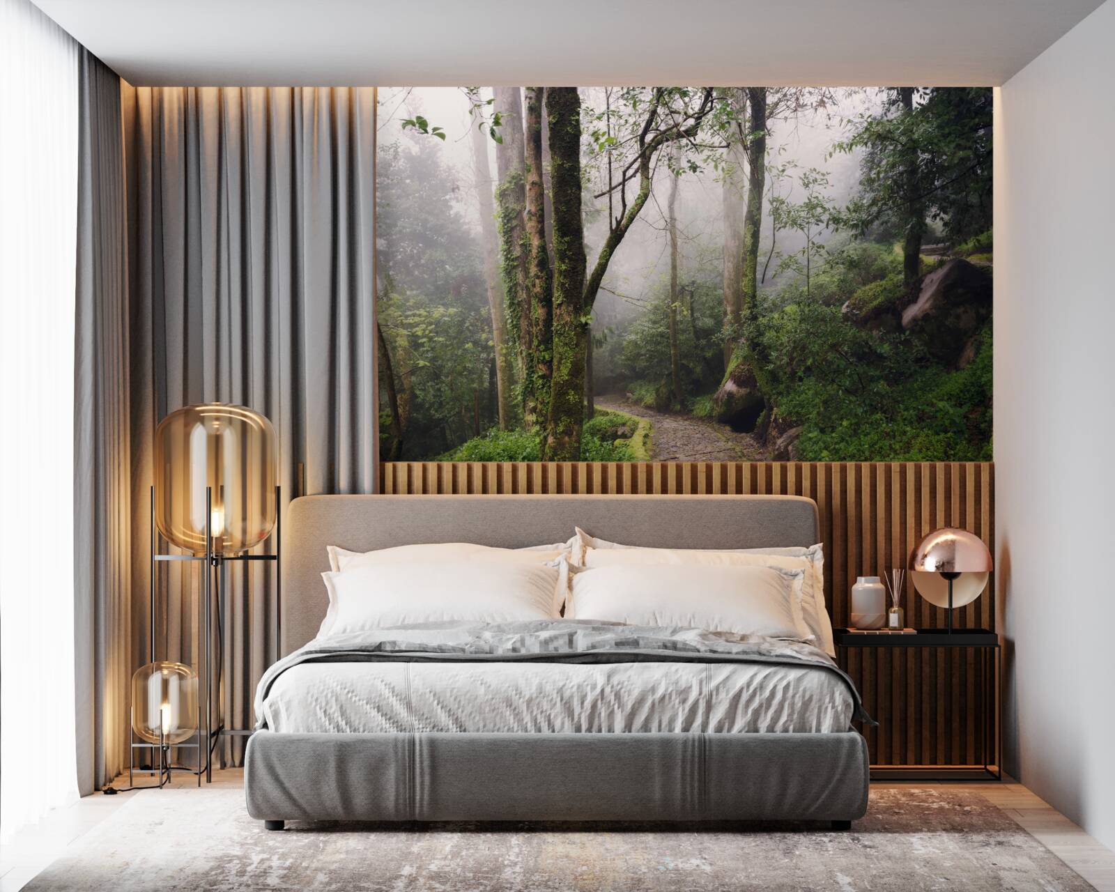 Fototapeta Ścieżka przez zielony leżący las