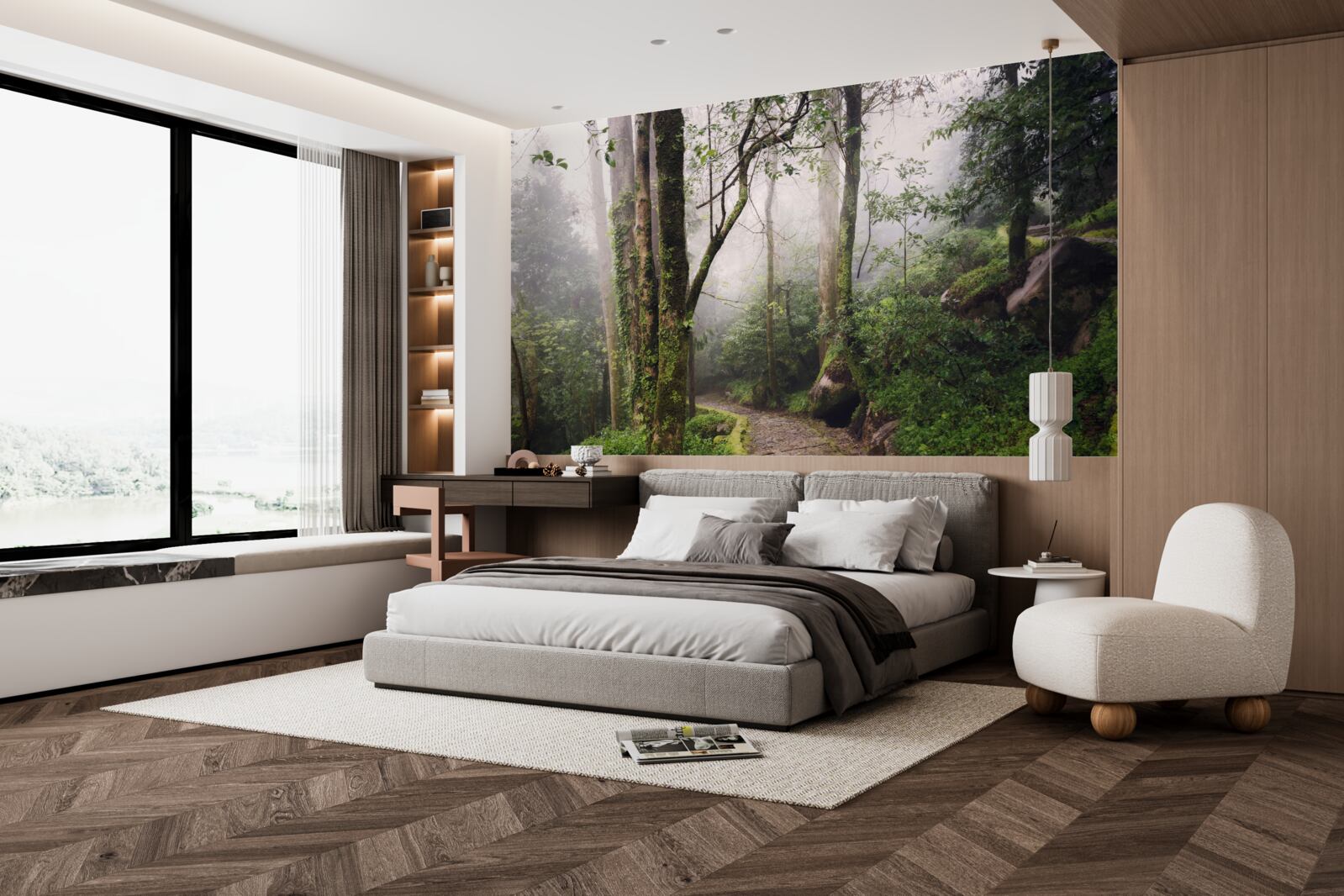 Fototapeta Ścieżka przez zielony leżący las